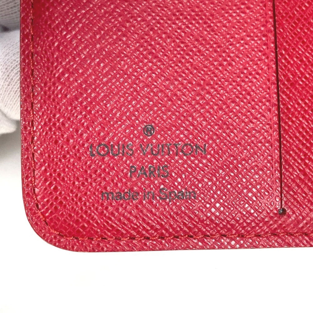 Louis Vuitton Brown Red Color Monogram Canvas Wallet (Bi-Fold) (Pre-Owned)