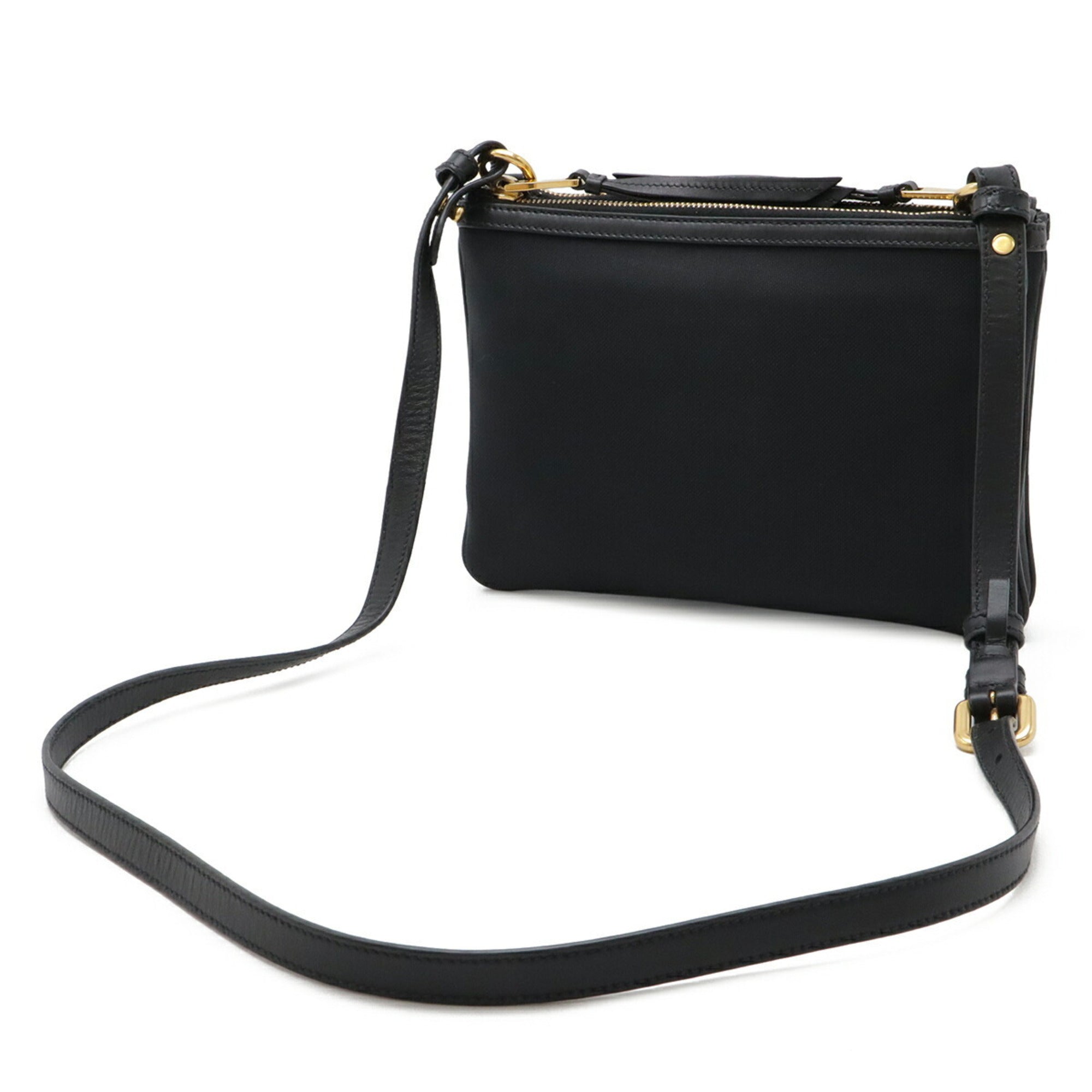 Prada Nero Canvas Leather Clutch Bag Pochette Shoulder Bag (Pre-Owned)