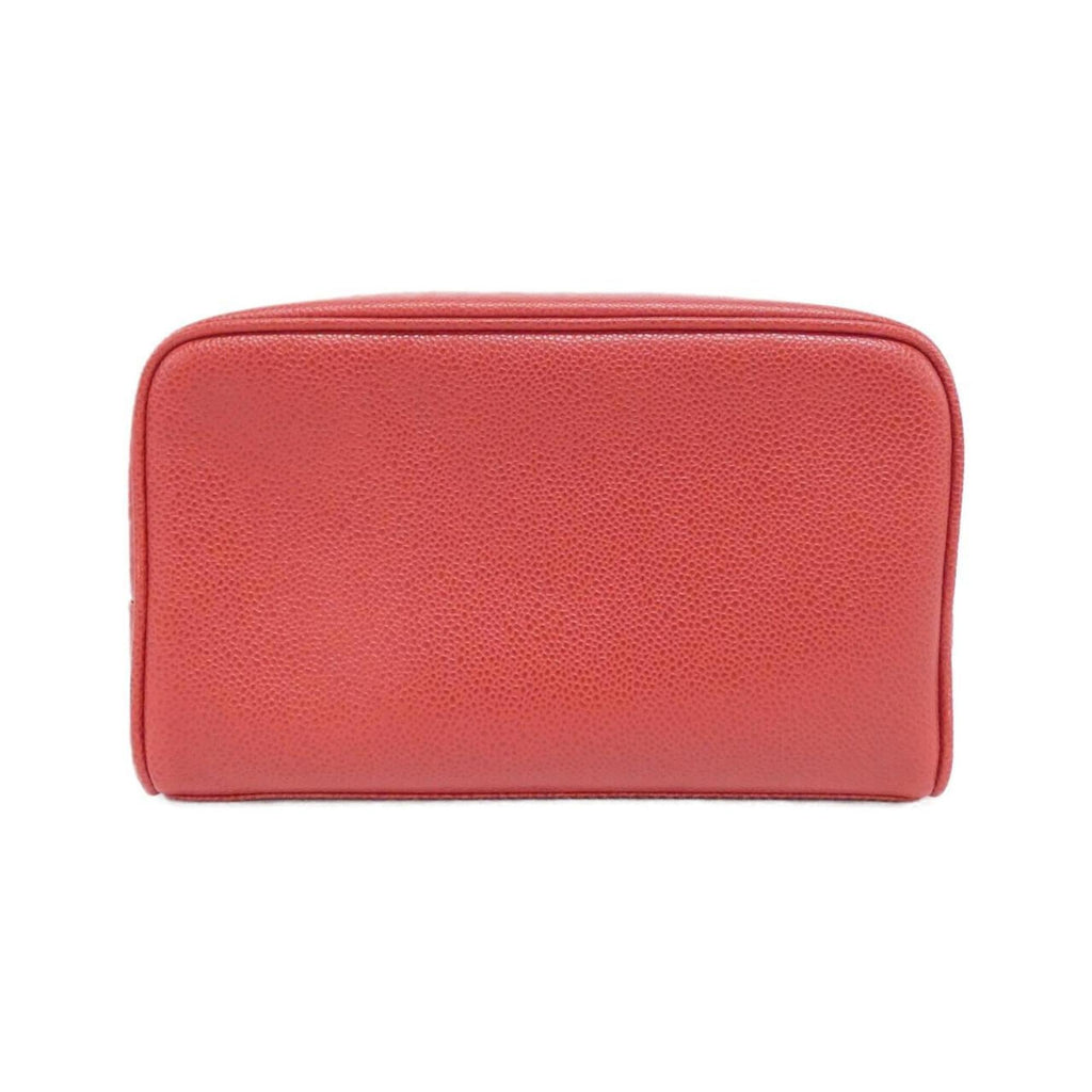 Chanel Red Color Grained Calfskin Pouch (Pre-Owned)