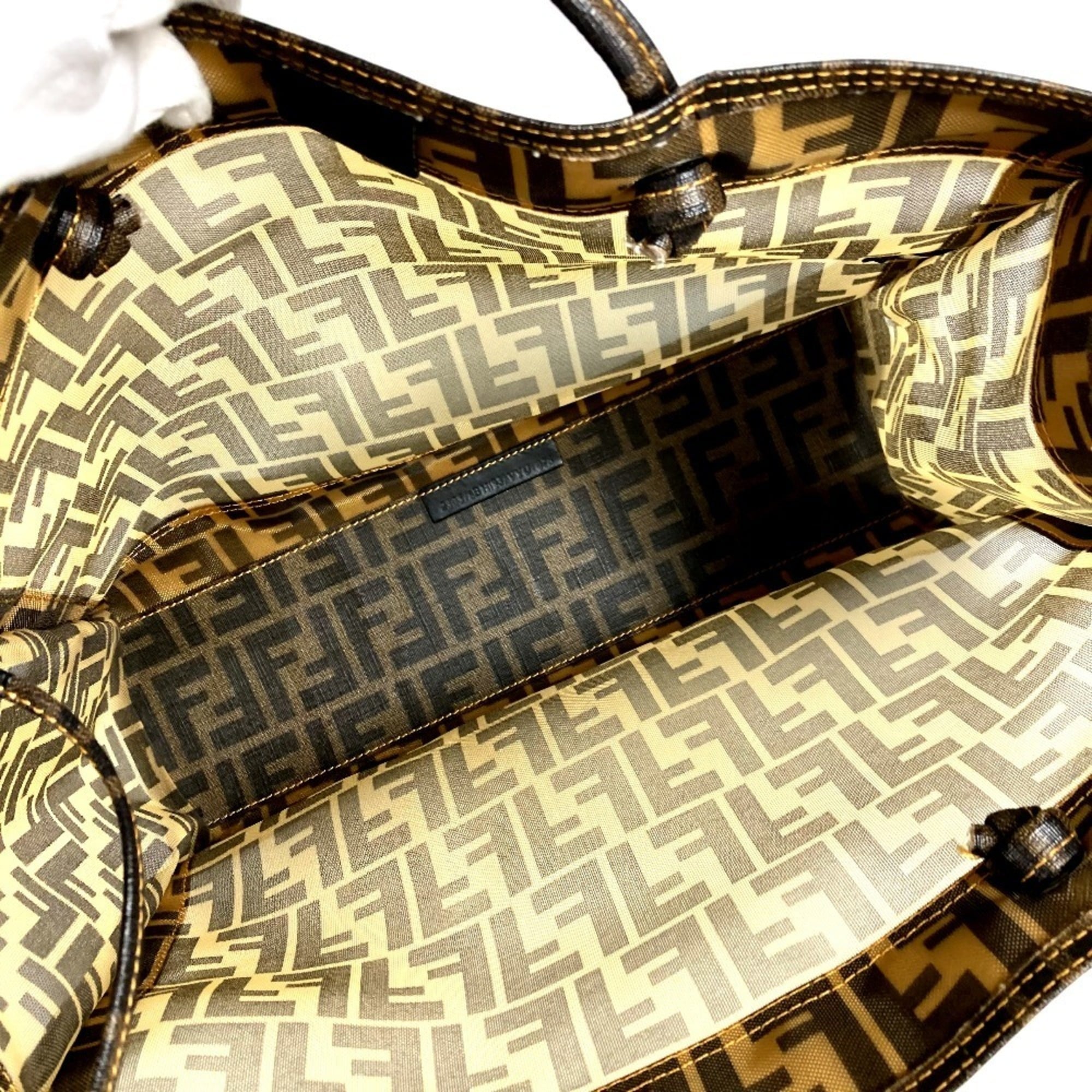 Fendi Zucca Brown Pvc Handbag Pouch Shoulder Bag Tote Bag (Pre-Owned)