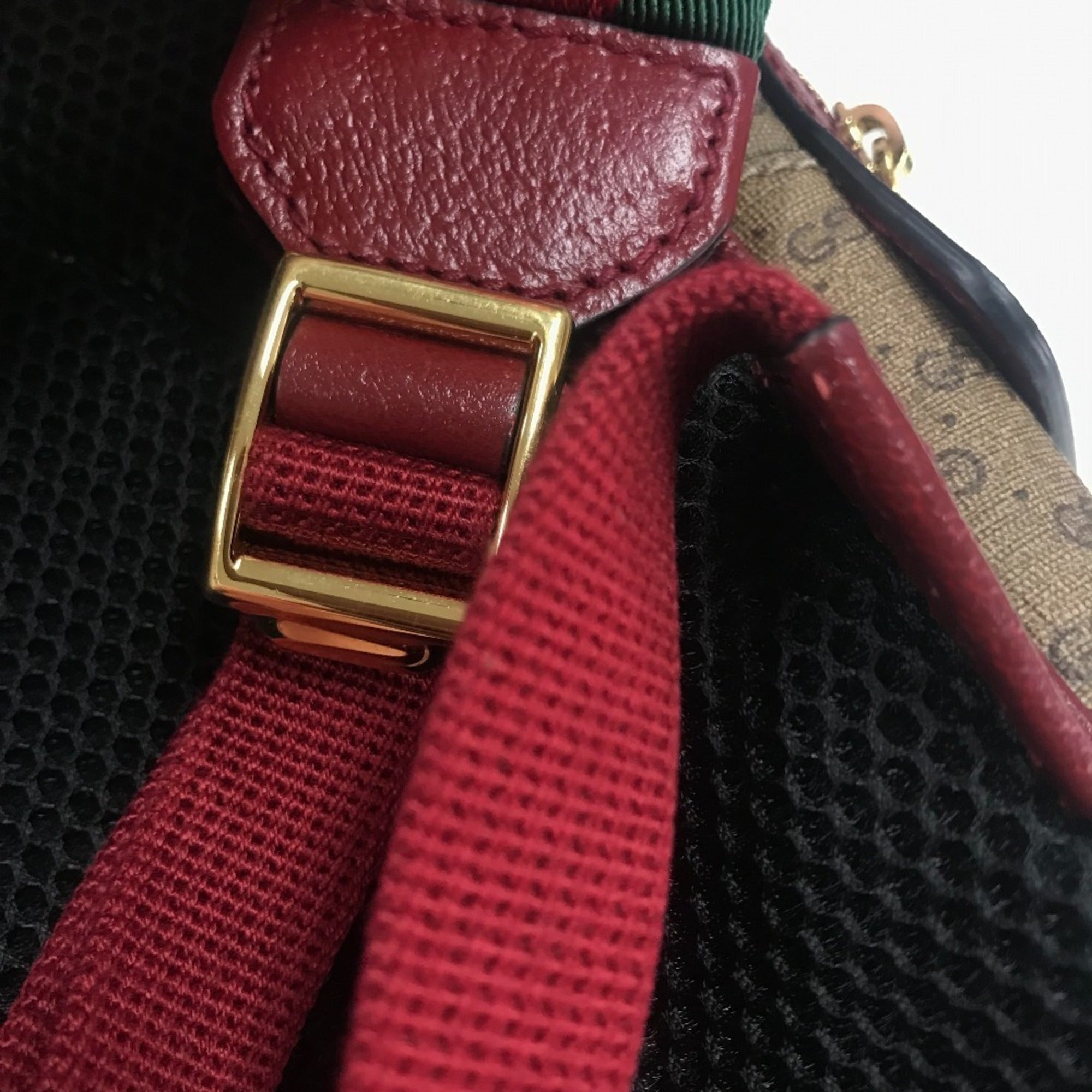 Gucci Beige Red Color Pvc Leather Backpack (Pre-Owned)