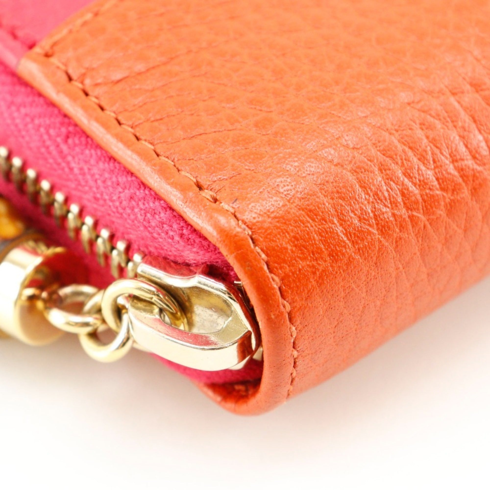 Gucci Orange Pink Leather Long Wallet (Bi-Fold) (Pre-Owned)