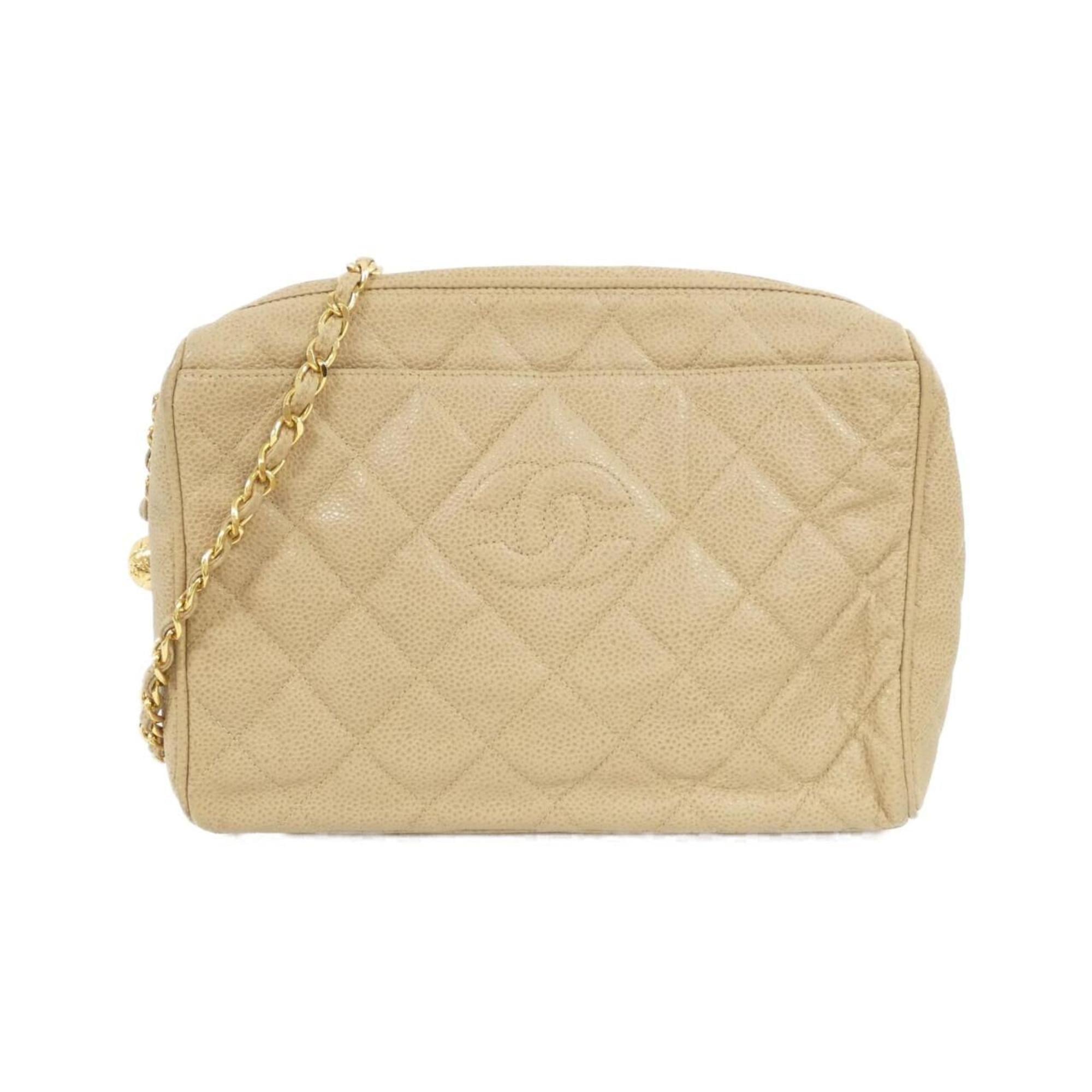 Chanel Beige Grained Calfskin Shoulder Bag (Pre-Owned)