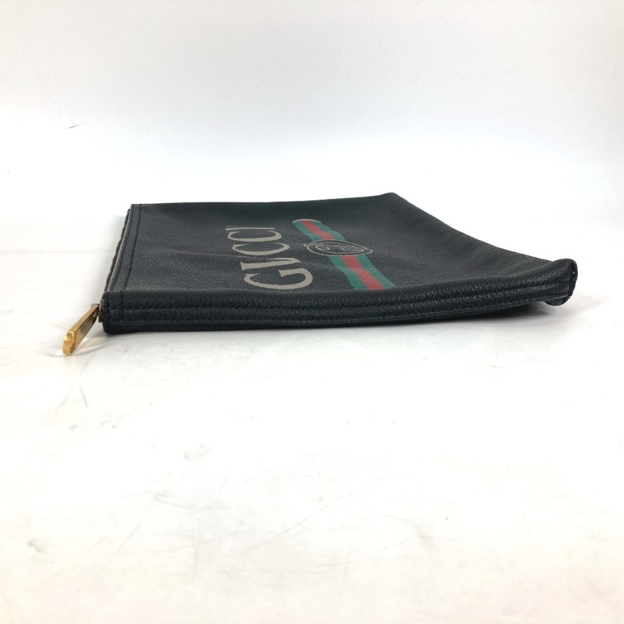 Gucci Black Leather Clutch Bag Pouch (Pre-Owned)