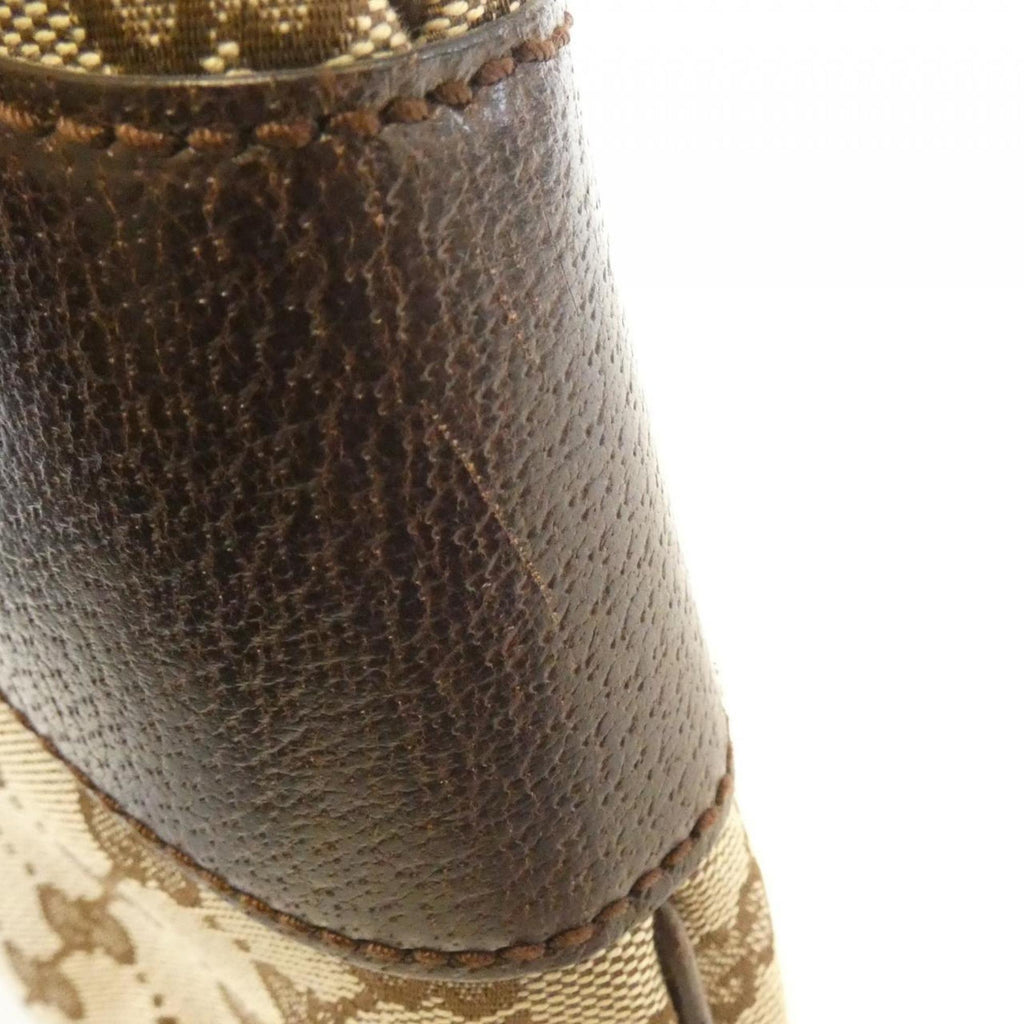 Gucci Beige Gg Canvas Leather Handbag (Pre-Owned)