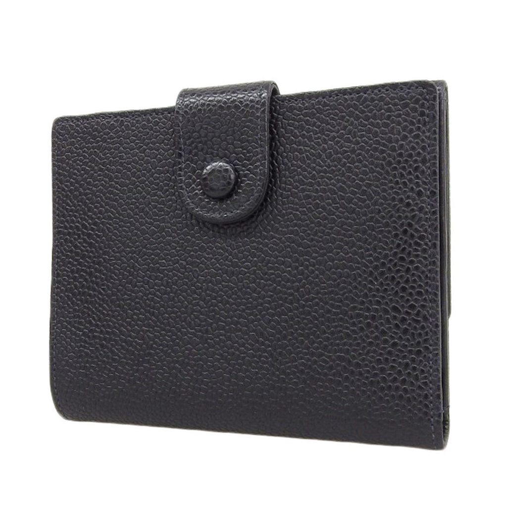 Chanel Black Grained Calfskin Wallet (Bi-Fold) (Pre-Owned)