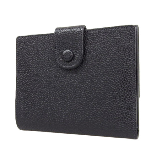 Chanel Black Grained Calfskin Wallet (Bi-Fold) (Pre-Owned)