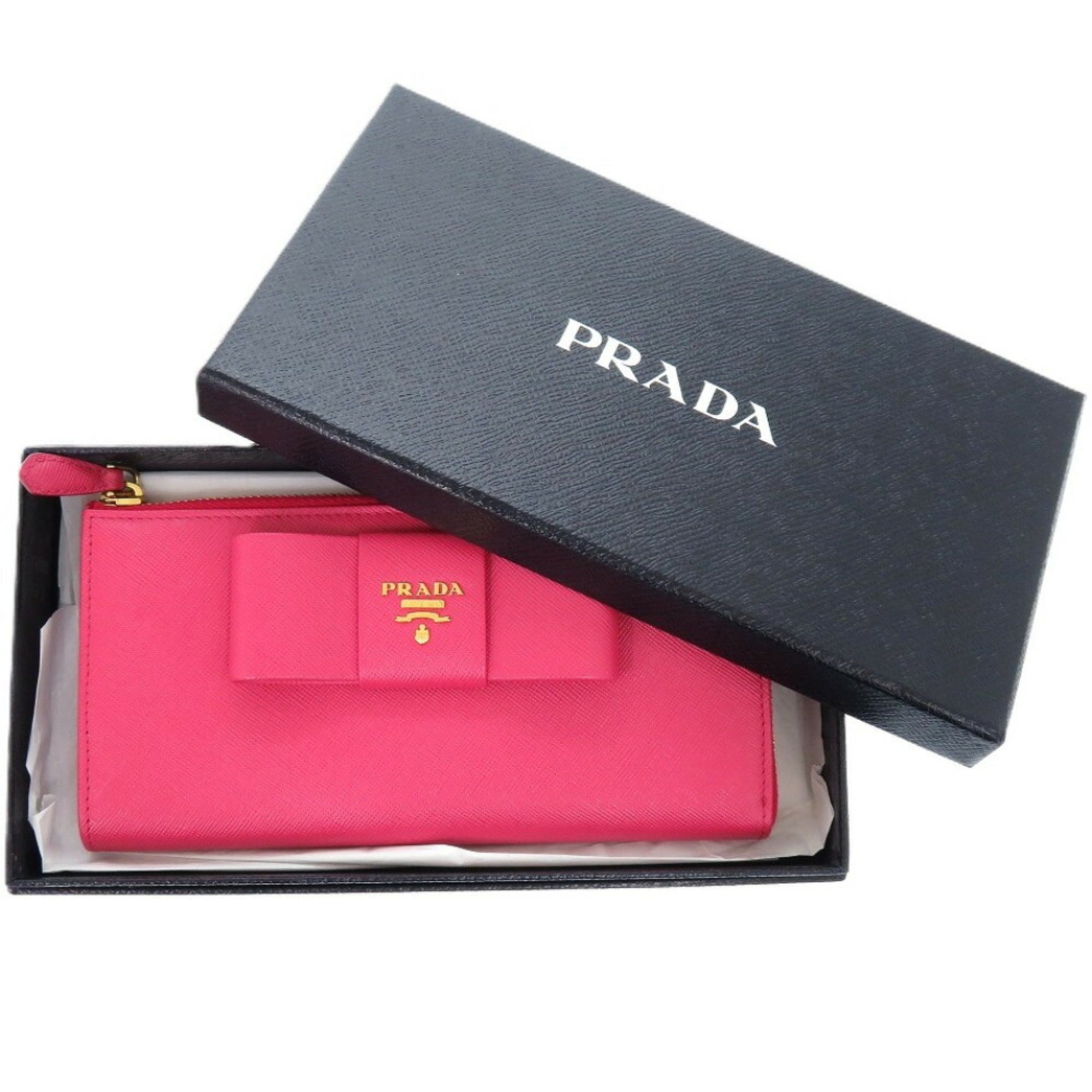 Prada Pink Leather Long Wallet (Bi-Fold) (Pre-Owned)
