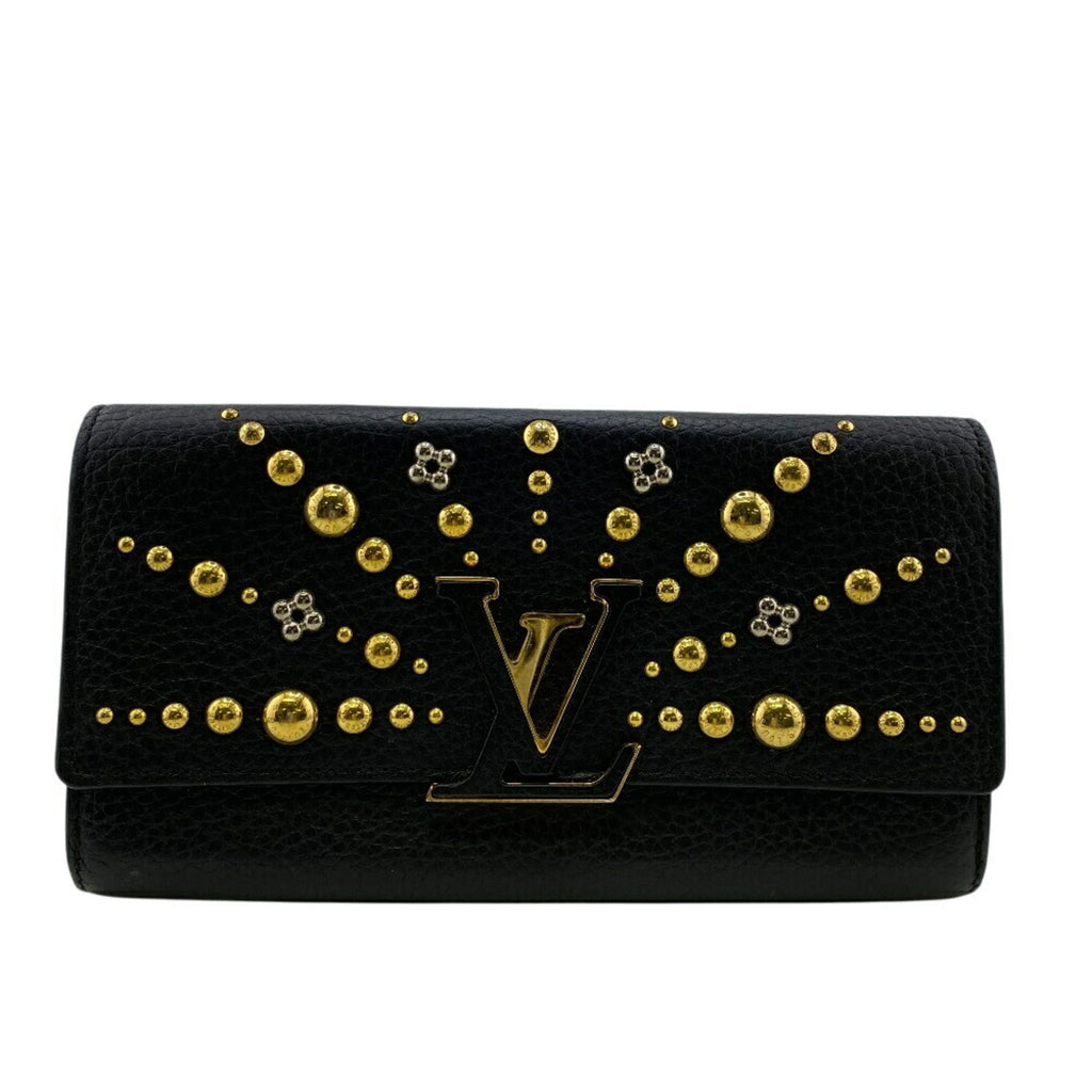 Louis Vuitton Black Leather Long Wallet (Bi-Fold) (Pre-Owned)