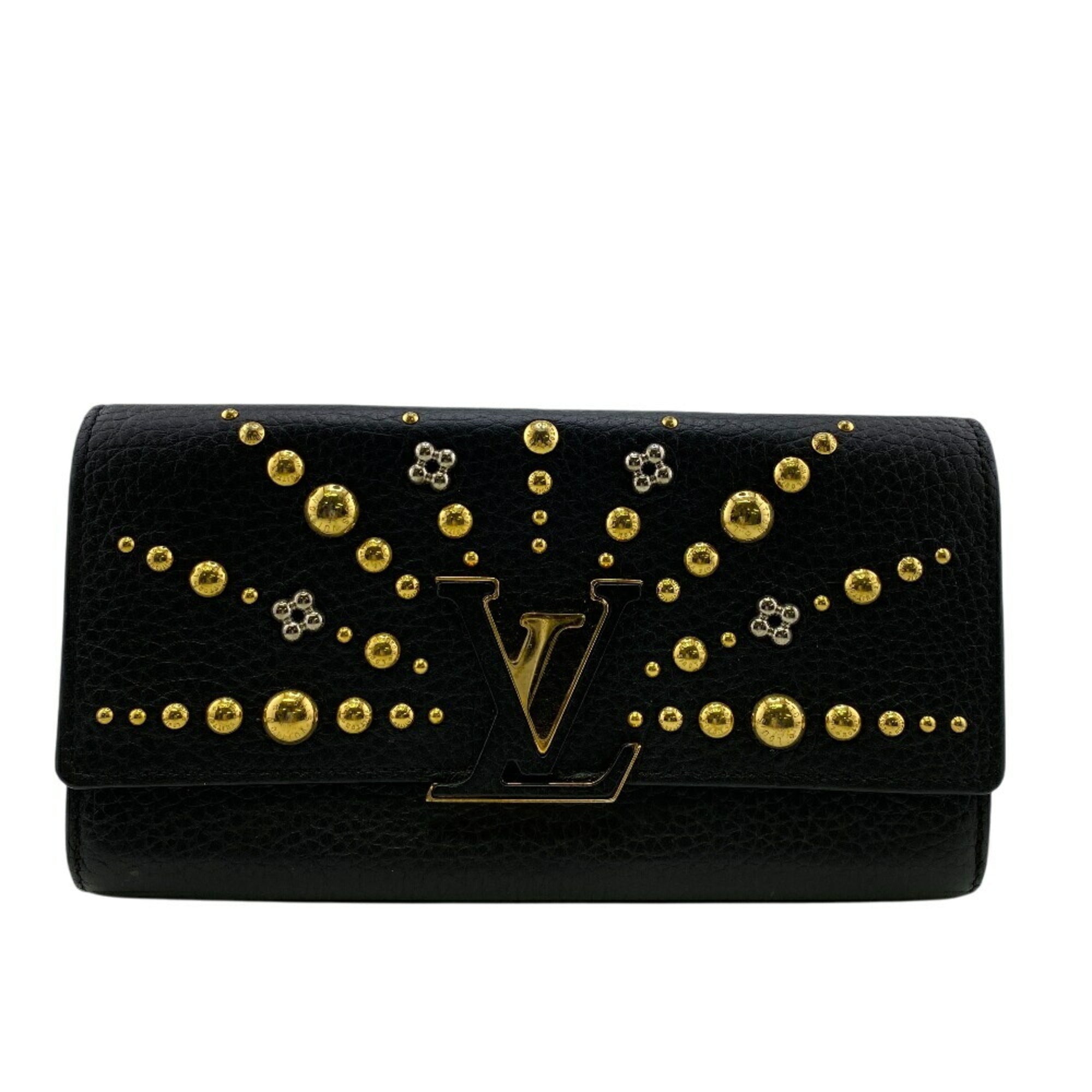 Louis Vuitton Black Leather Long Wallet (Bi-Fold) (Pre-Owned)