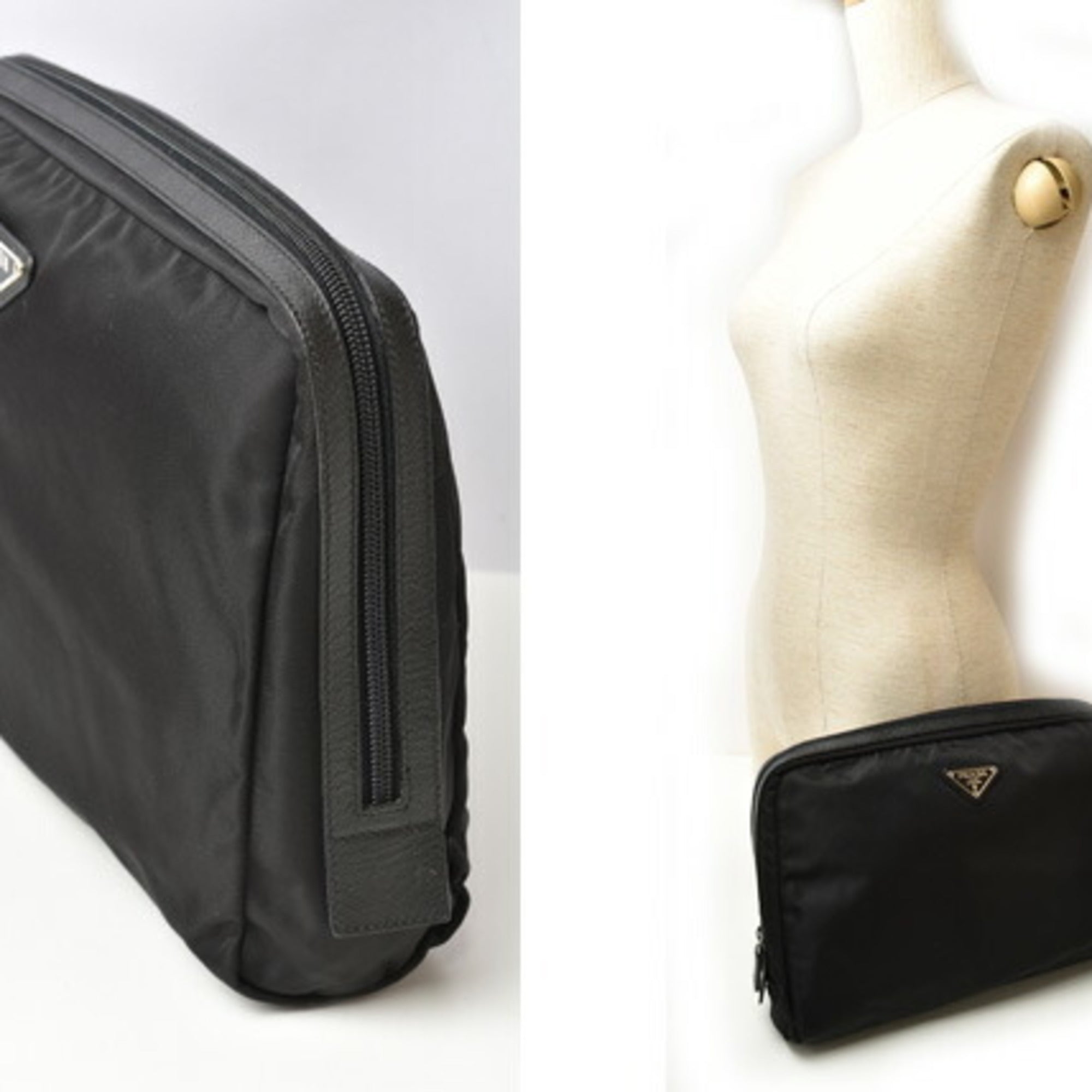 Prada Black Vela Nylon Pouch (Pre-Owned)