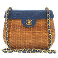 Chanel Navy Straw Leather Shoulder Bag (Pre-Owned)