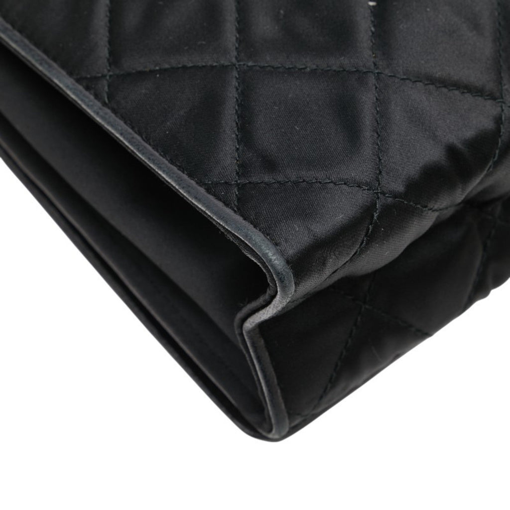 Chanel Black Satin Leather Shoulder Bag (Pre-Owned)