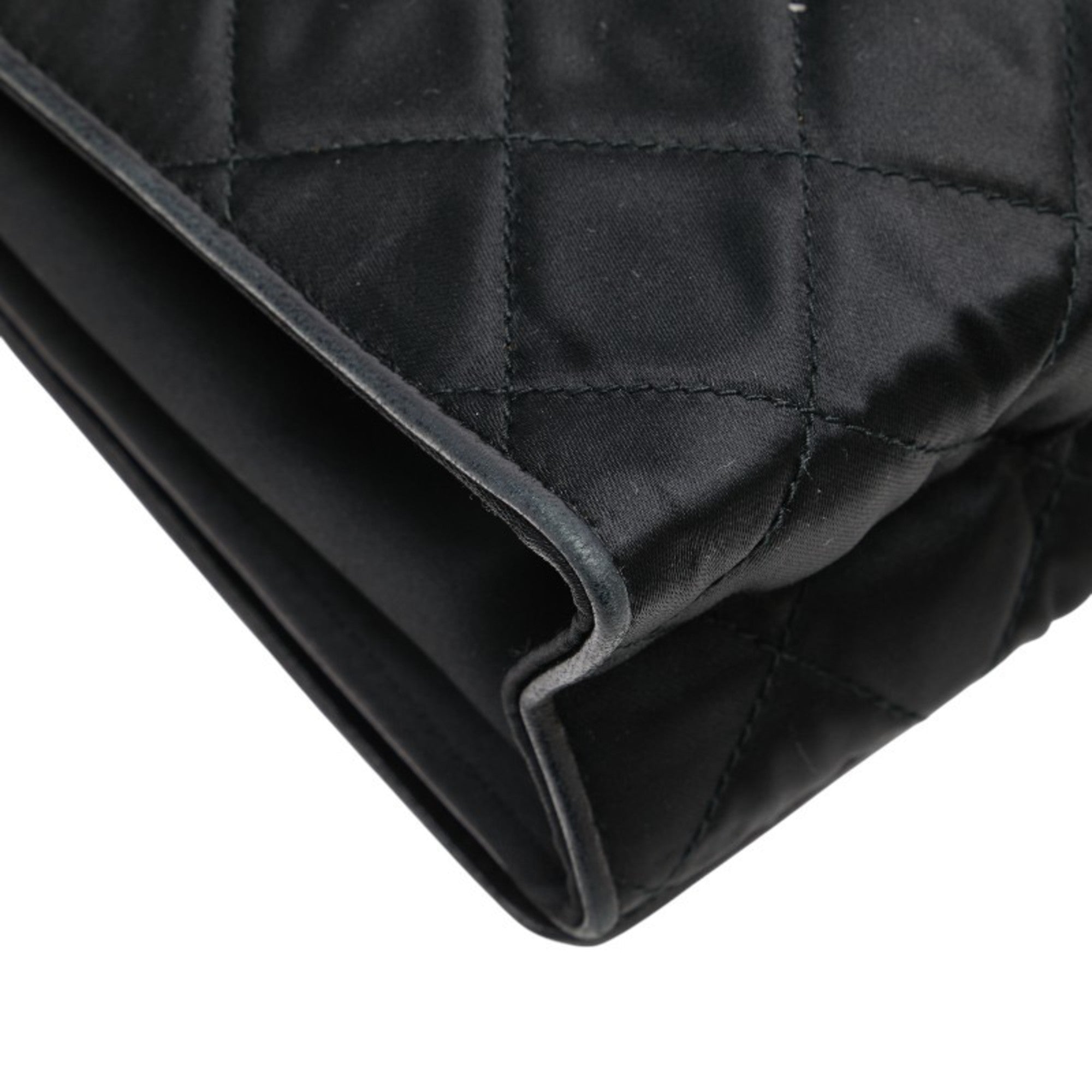 Chanel Black Satin Leather Shoulder Bag (Pre-Owned)