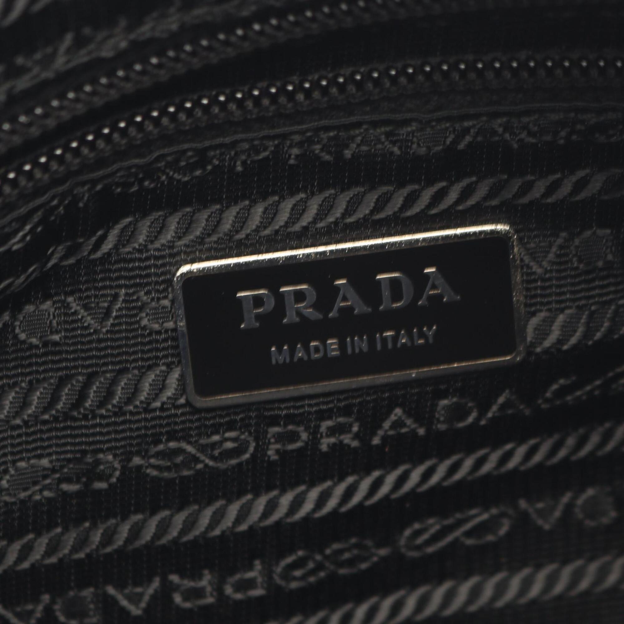 Prada Black Nylon Leather Handbag Shoulder Bag (Pre-Owned)