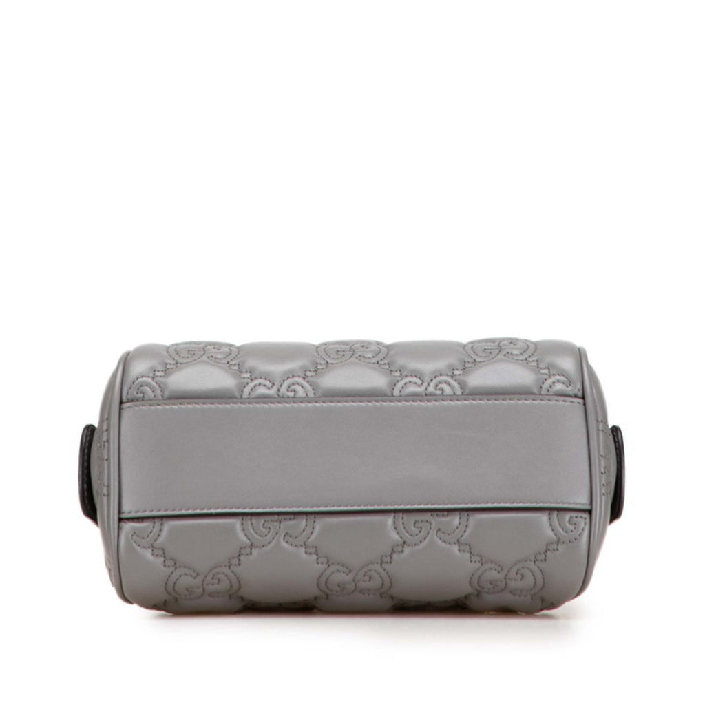 Gucci Gray Leather Boston Bag Shoulder Bag (Pre-Owned)
