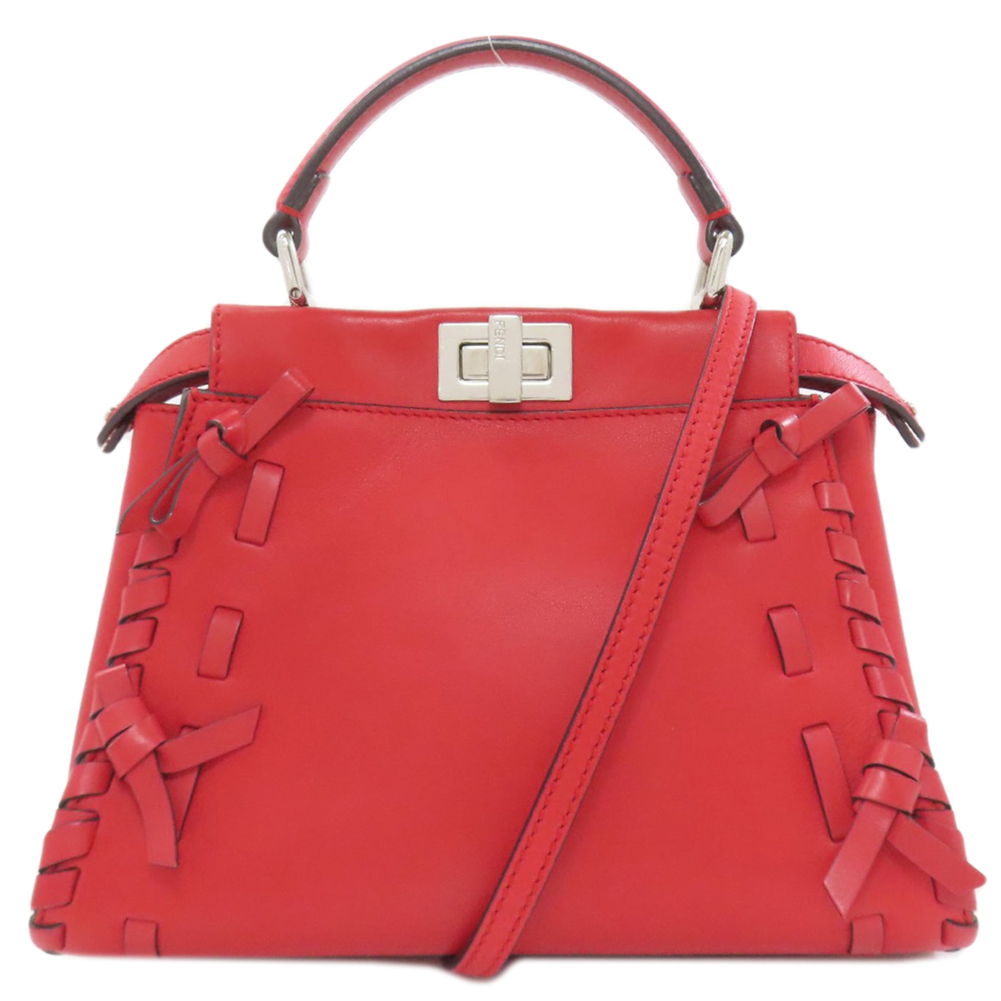 Fendi Red Color Leather Handbag (Pre-Owned)
