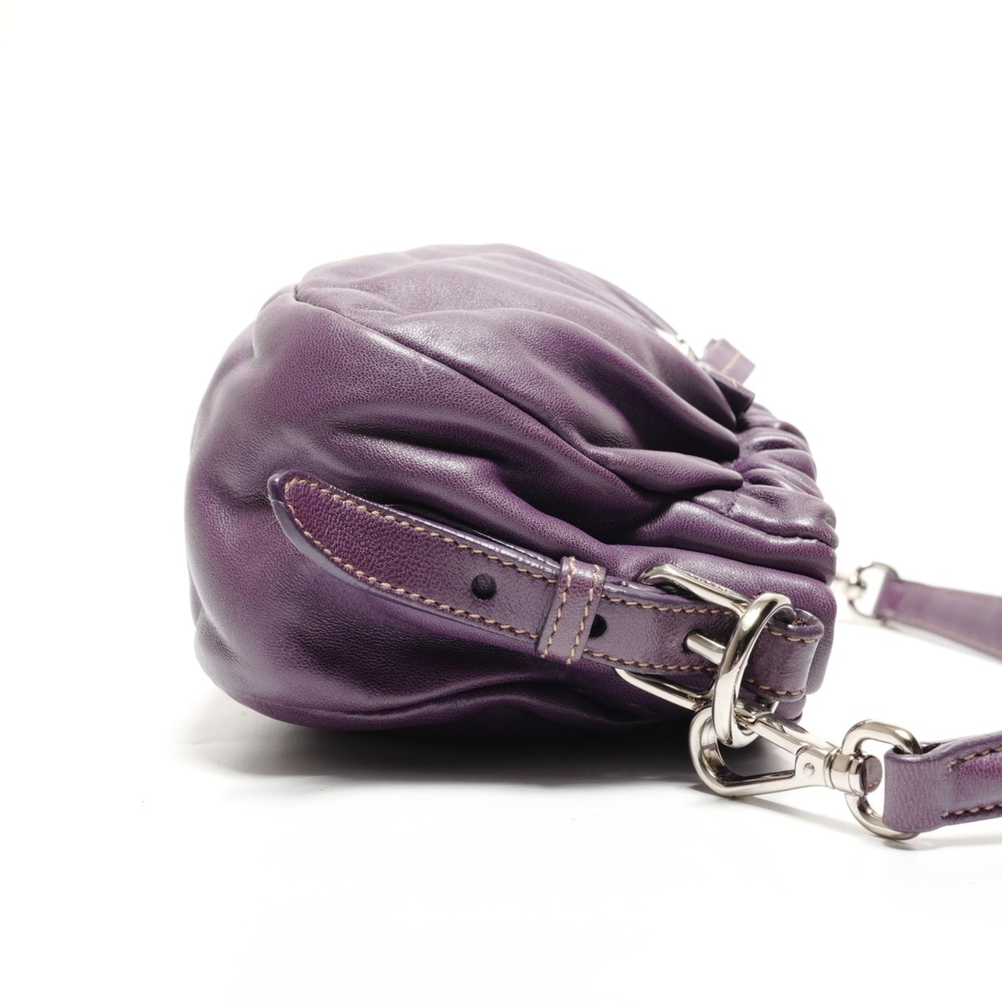 Prada Purple Leather Shoulder Bag (Pre-Owned)