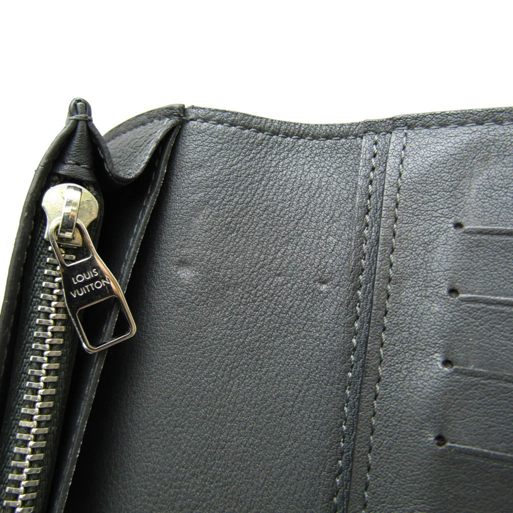 Louis Vuitton Taurillon Lv Charcoal Leather Long Wallet (Bi-Fold) (Pre-Owned)