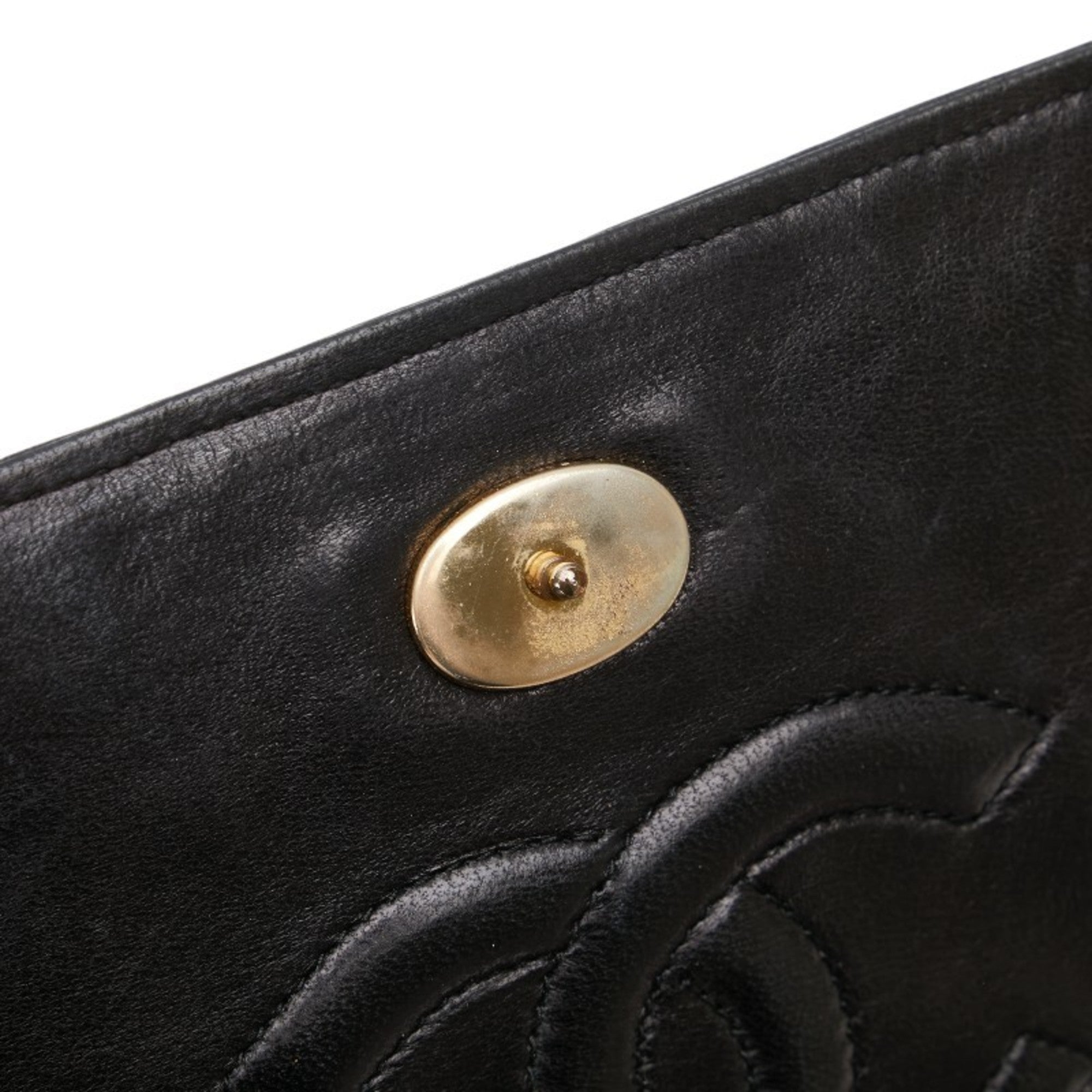 Chanel Black Satin Leather Shoulder Bag (Pre-Owned)