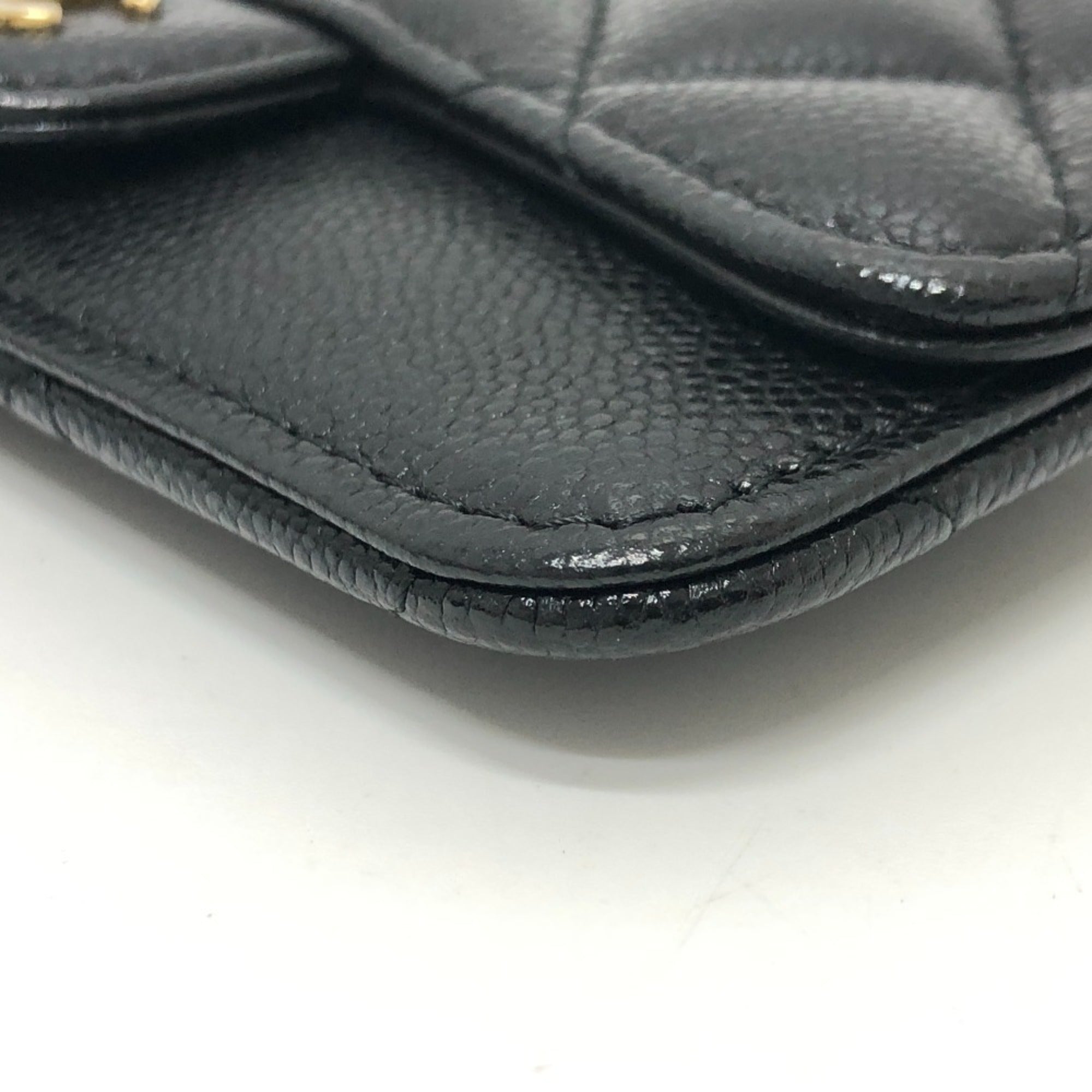 Chanel Black Grained Calfskin Coin Purse/Coin Case (Pre-Owned)