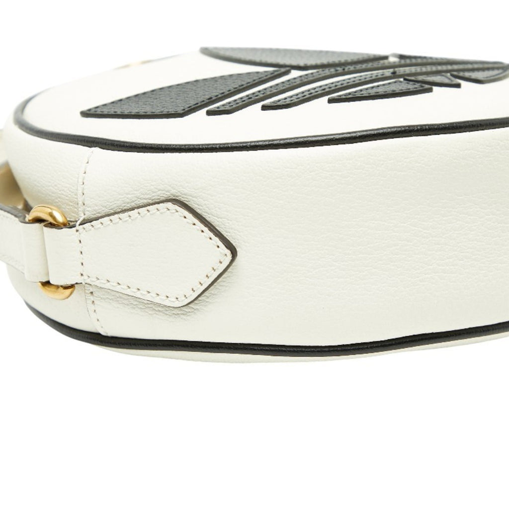 Gucci Black White Leather Shoulder Bag (Pre-Owned)