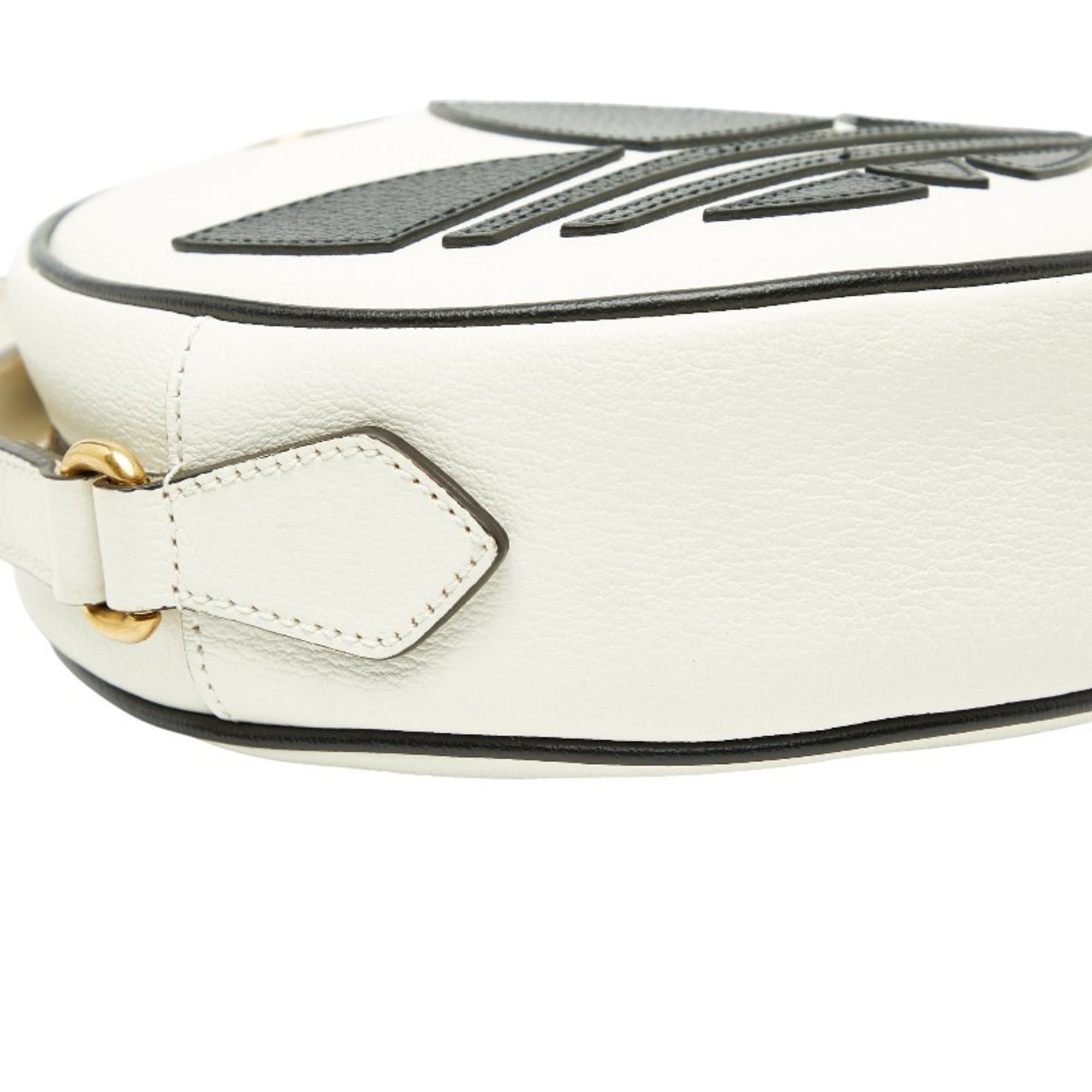Gucci Black White Leather Shoulder Bag (Pre-Owned)