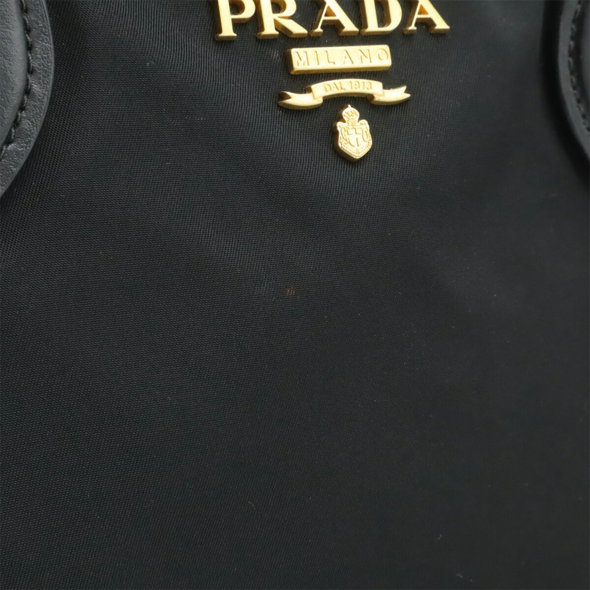 Prada Black Nero Nylon Leather Handbag Tote Bag (Pre-Owned)