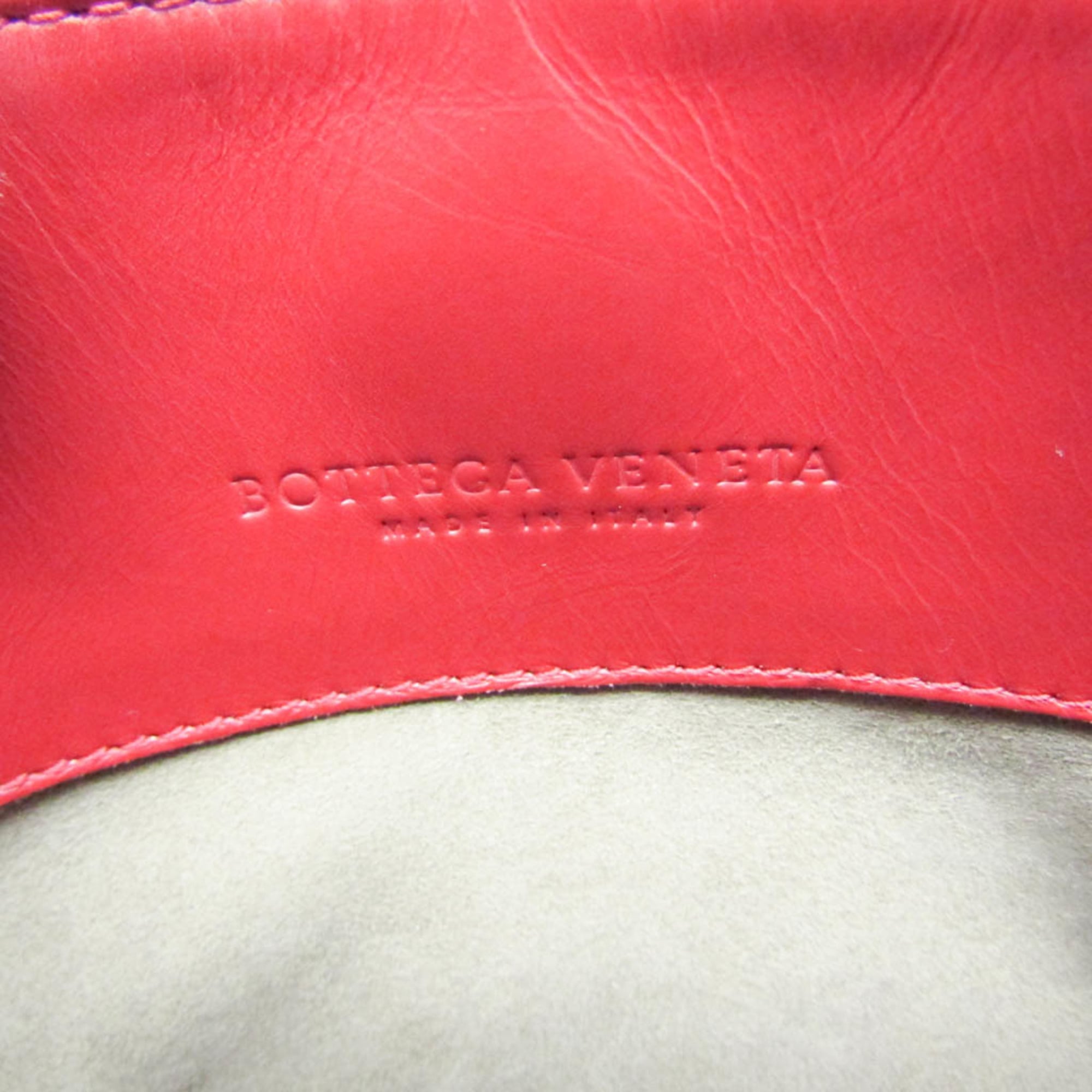 Bottega Veneta Roma Bag Intrecciato Nappa Red Leather Shoulder Bag Bag (Pre-Owned)