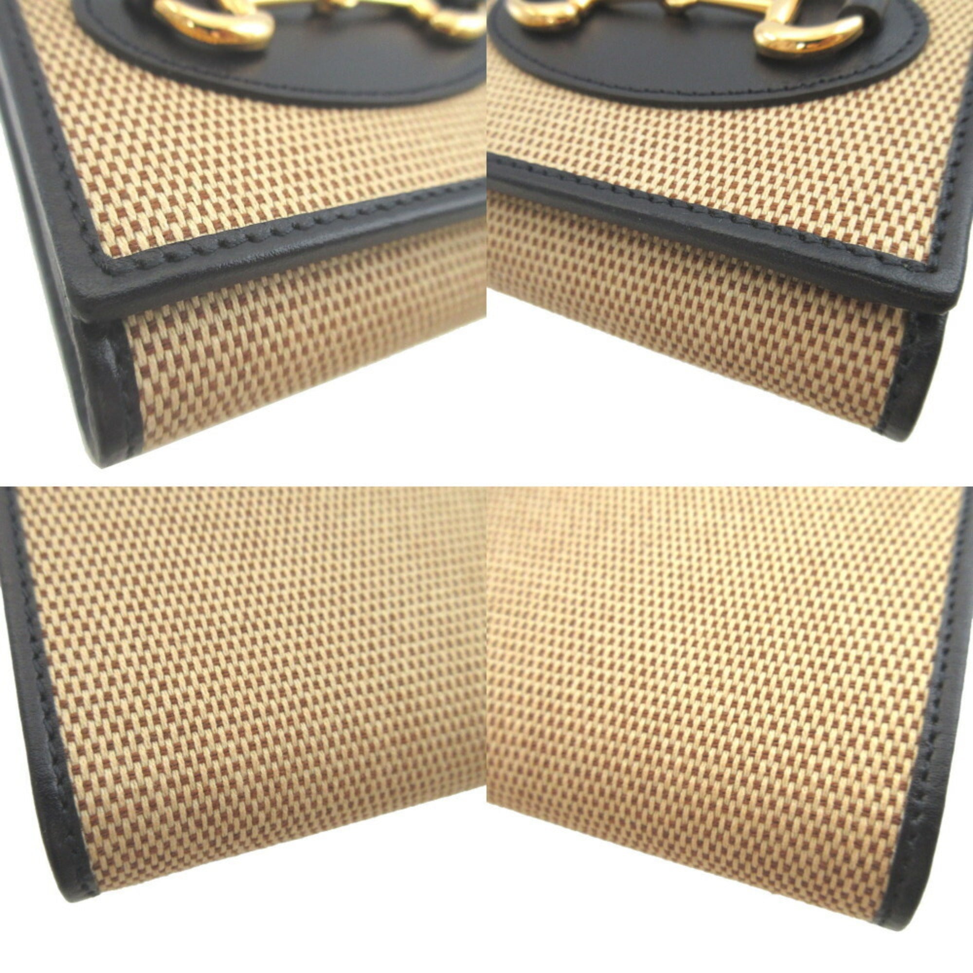 Gucci Beige Navy Canvas Leather Coin Purse/Coin Case (Pre-Owned)