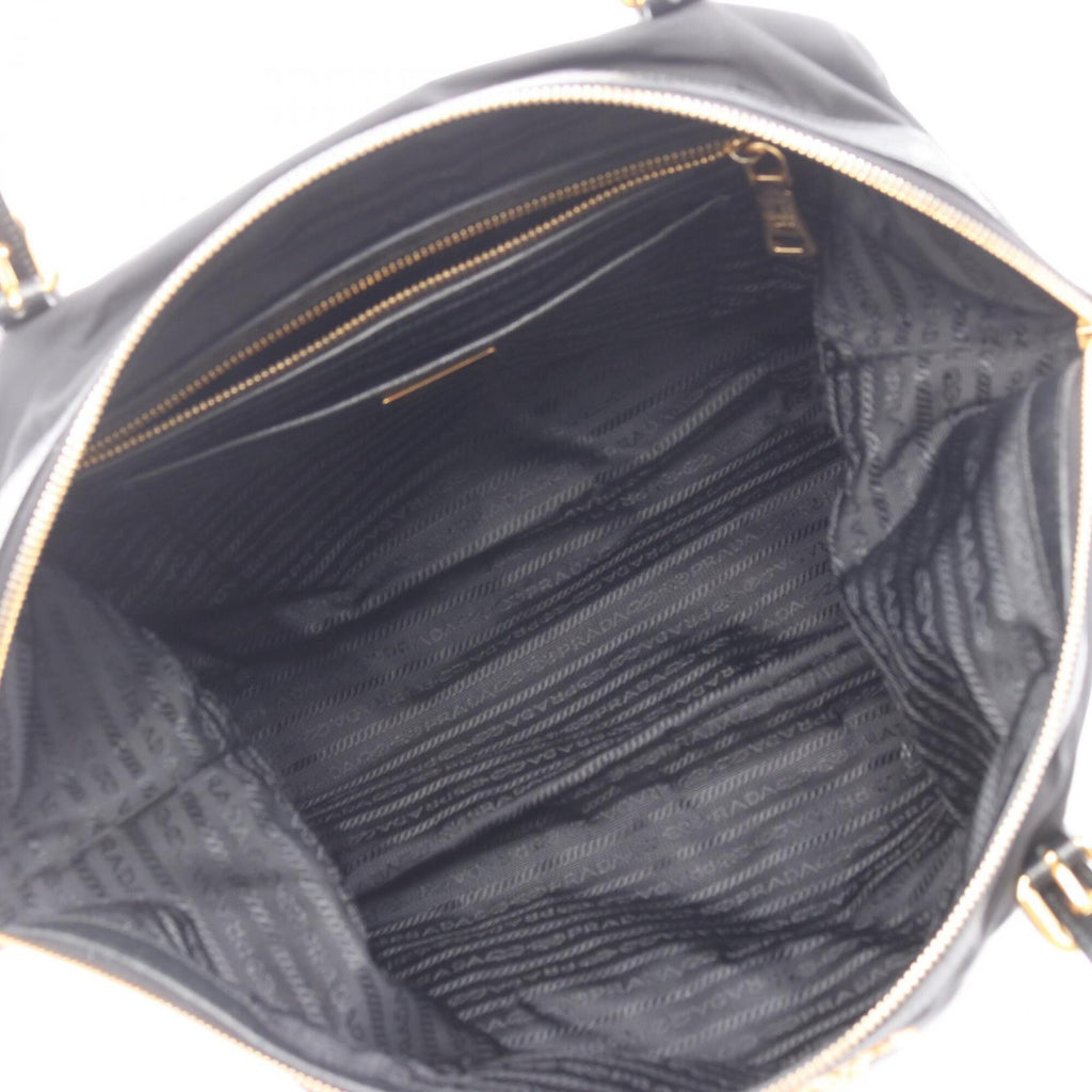 Prada Black Nylon Leather Handbag Tote Bag (Pre-Owned)