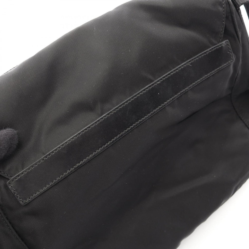 Prada Black Nylon Leather Handbag Shoulder Bag (Pre-Owned)