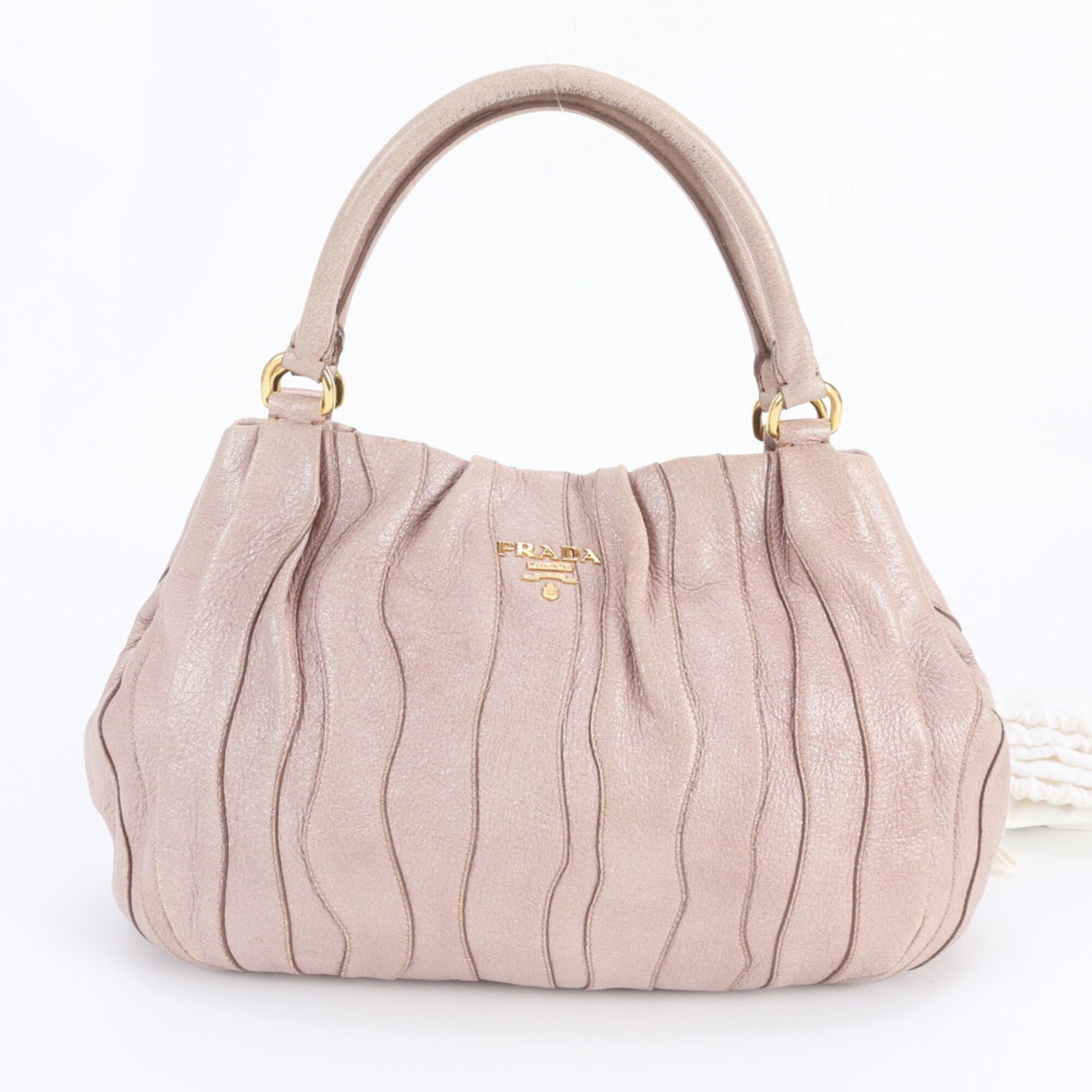 Prada Pink Leather Handbag Tote Bag (Pre-Owned)