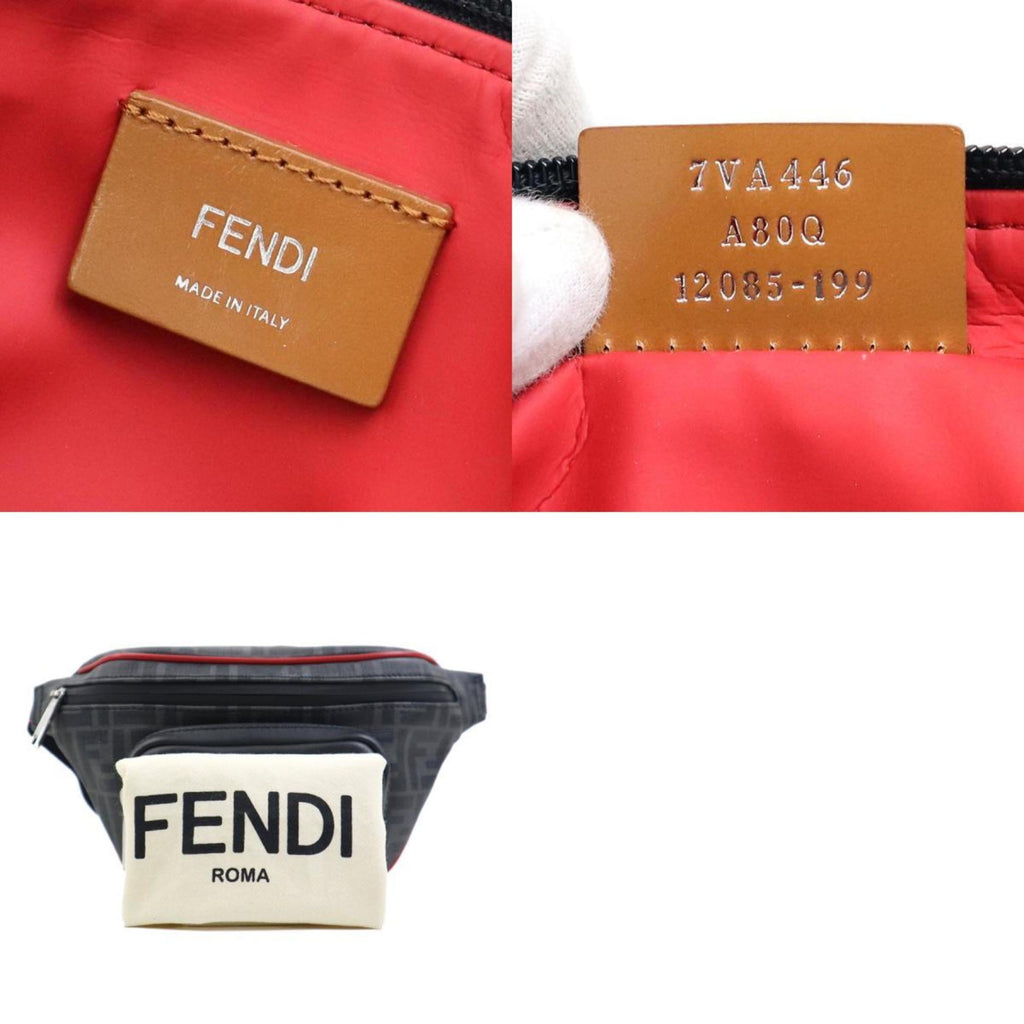 Fendi Black Red Color Leather Fanny Pack (Pre-Owned)