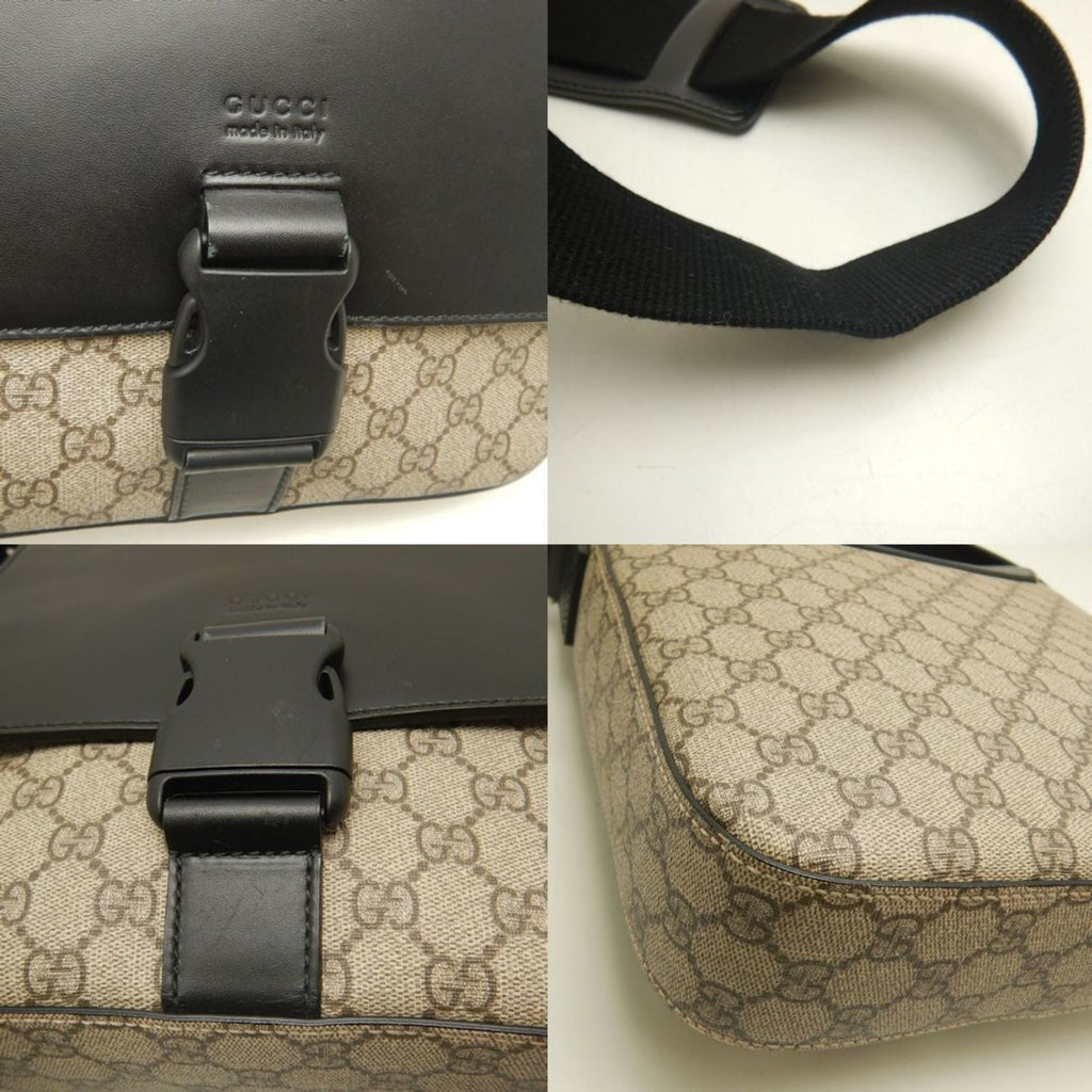 Gucci Beige Black Gg Supreme Shoulder Bag (Pre-Owned)