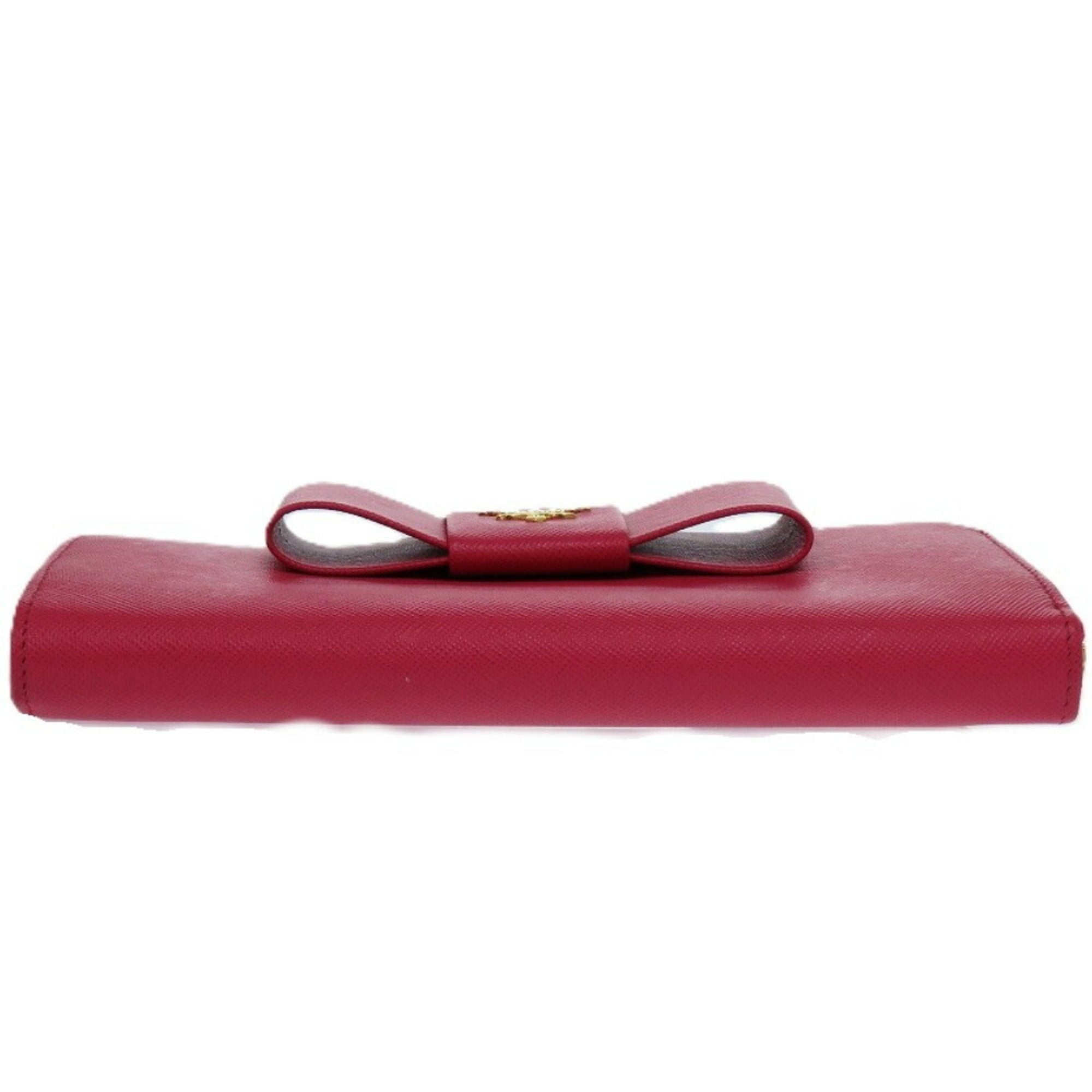 Prada Pink Leather Long Wallet (Bi-Fold) (Pre-Owned)