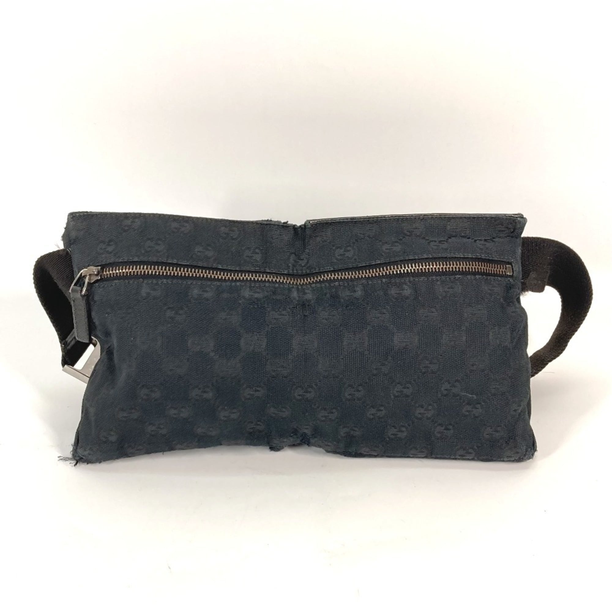 Gucci Black Gg Canvas Leather Fanny Pack Sling Bag (Pre-Owned)