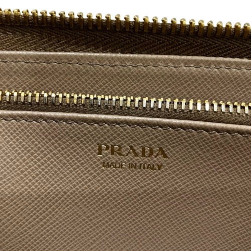 Prada Pink Beige Leather Long Wallet (Bi-Fold) (Pre-Owned)