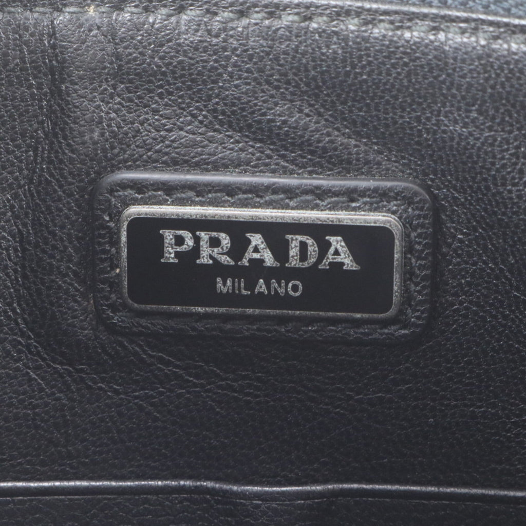 Prada Saffiano Brown Navy Leather Handbag (Pre-Owned)
