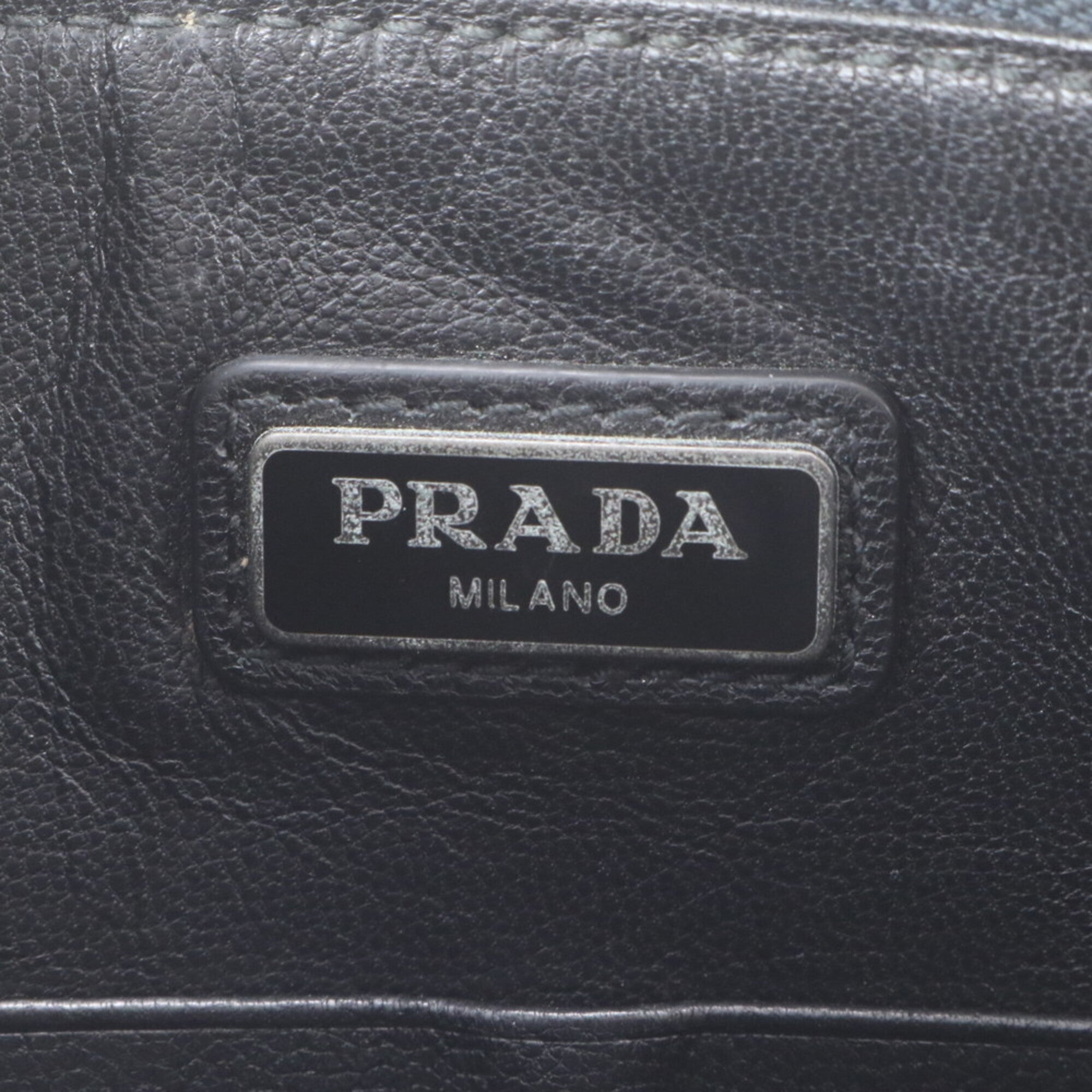 Prada Saffiano Brown Navy Leather Handbag (Pre-Owned)