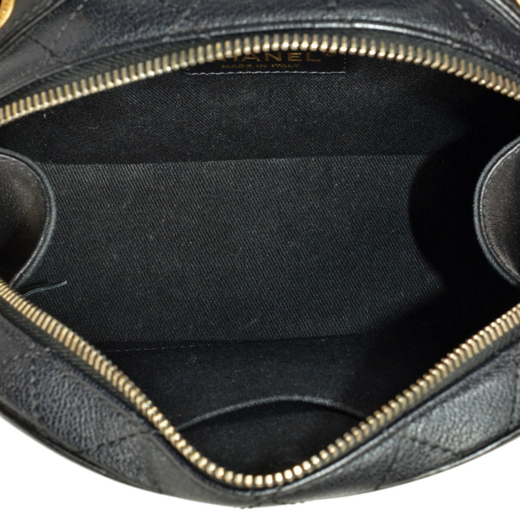 Chanel Black Leather Handbag Shoulder Bag Vanity Bag (Pre-Owned)