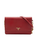 Prada Red Color Leather Shoulder Bag (Pre-Owned)