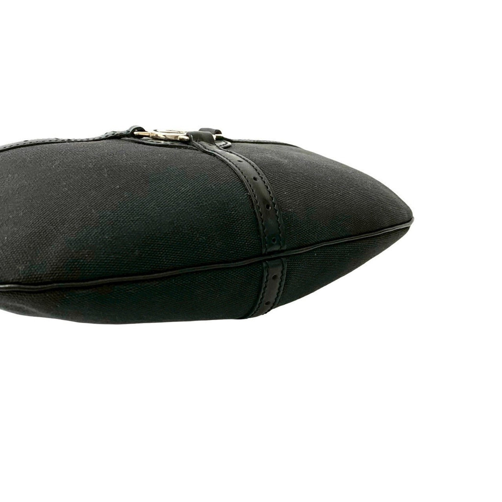 Gucci Black Leather Canvas Handbag Shoulder Bag (Pre-Owned)