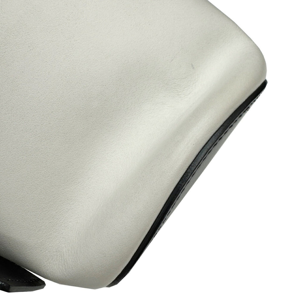 Prada Black White Leather Handbag Shoulder Bag (Pre-Owned)