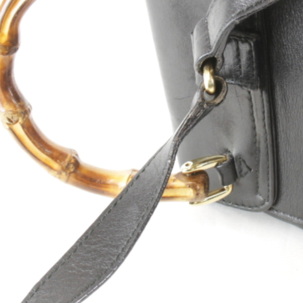 Gucci Black Bamboo Leather Backpack (Pre-Owned)