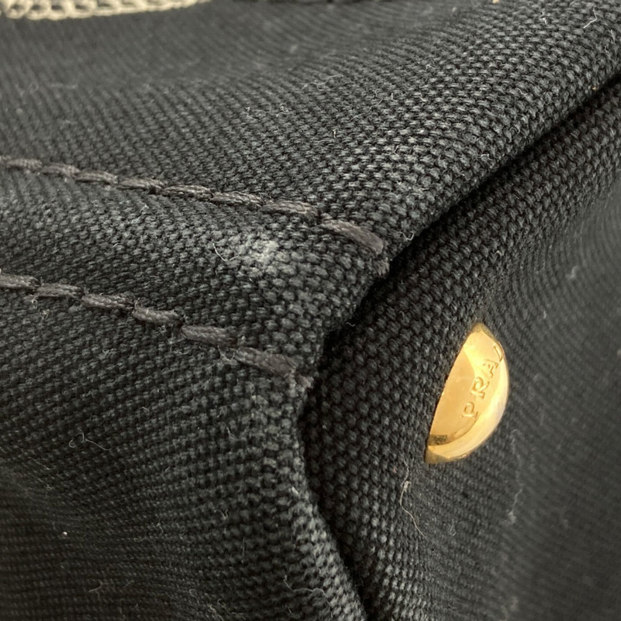 Prada Canapa Black Canvas Handbag (Pre-Owned)