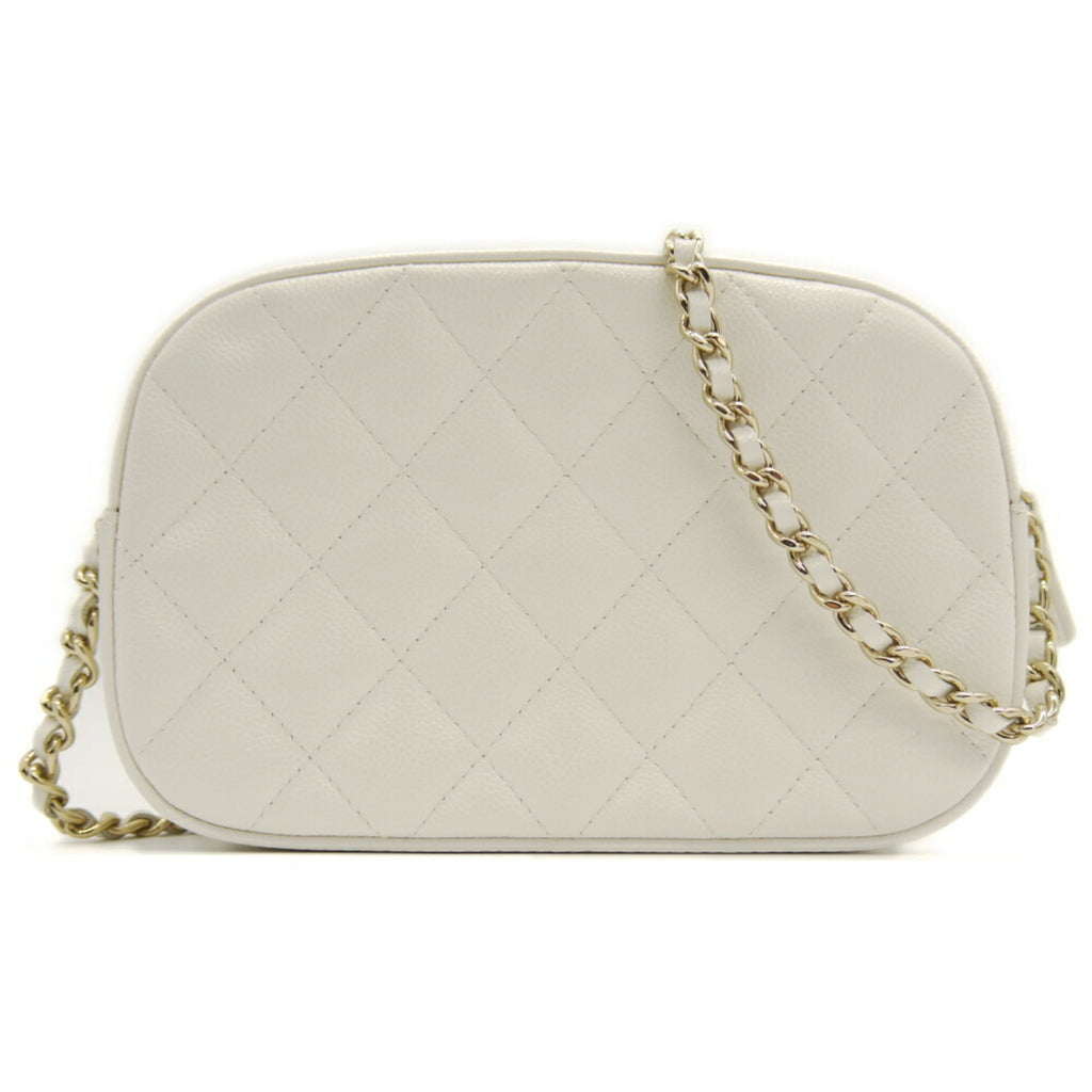 Chanel White Grained Calfskin Shoulder Bag (Pre-Owned)