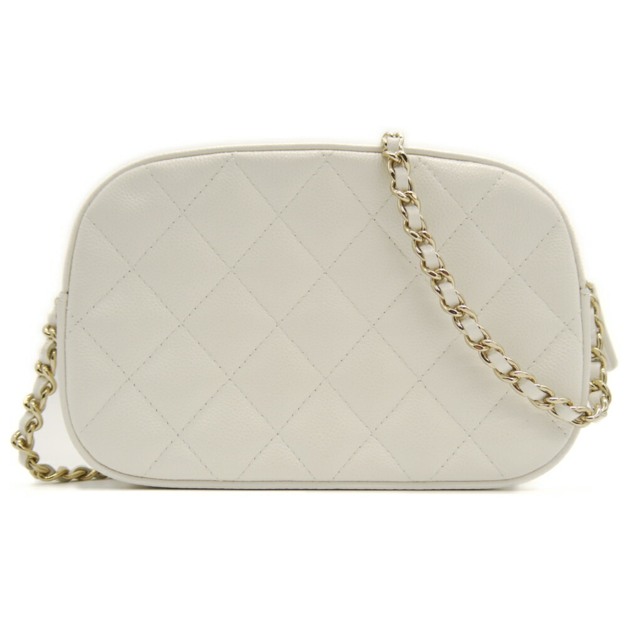 Chanel White Grained Calfskin Shoulder Bag (Pre-Owned)