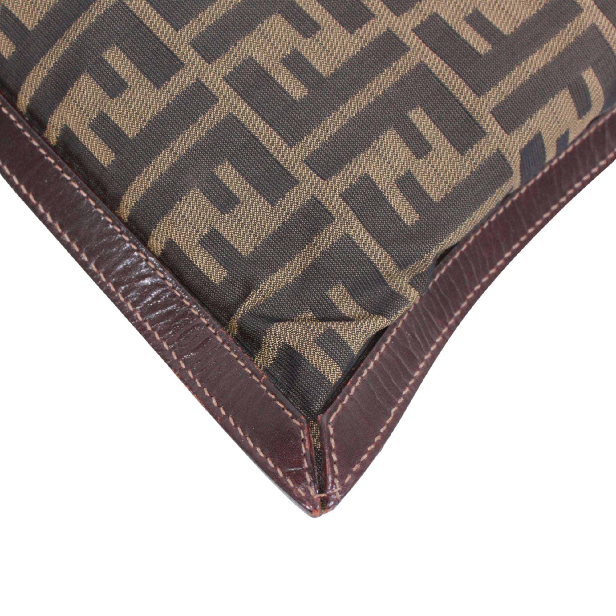 Fendi Brown Canvas Leather Clutch Bag (Pre-Owned)