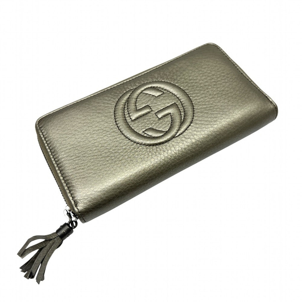 Gucci Metallic Gold Leather Long Wallet (Bi-Fold) (Pre-Owned)